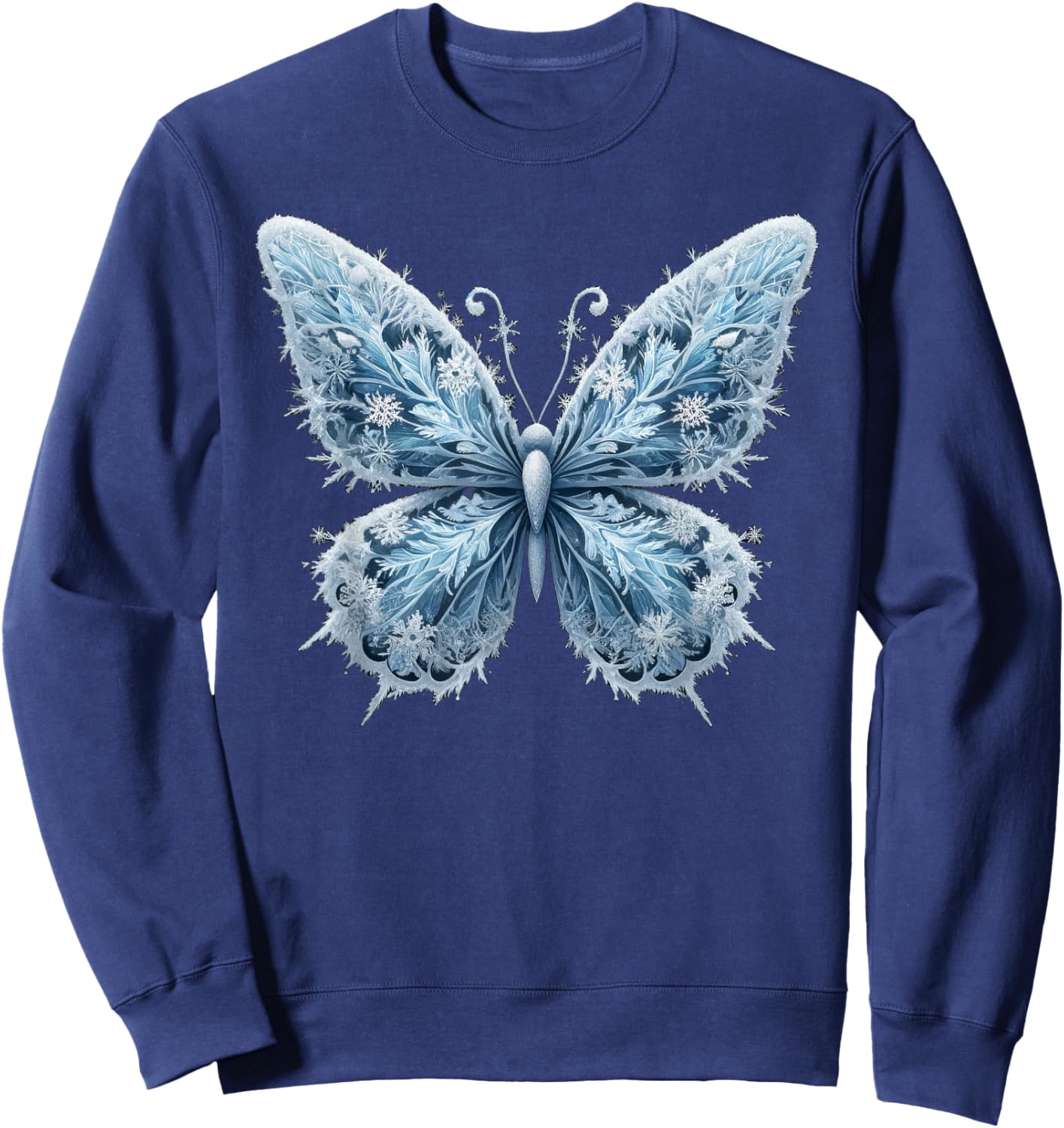 Ice Snow Flakes Butterfly Beautiful Butterflies Sweatshirt - Sweatshirt | Navy