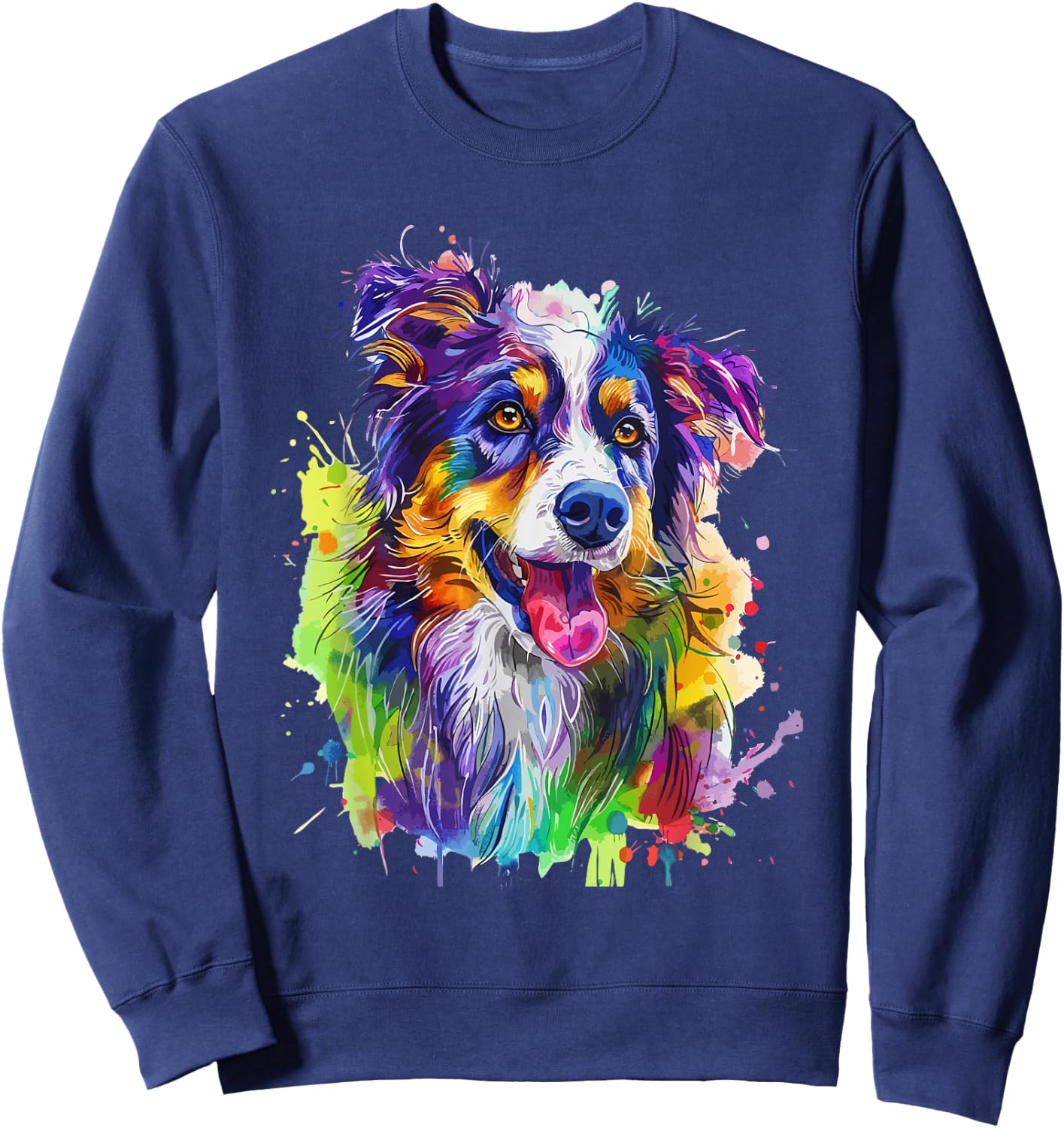 Australian Shepherd Lovers Pop Art Australian Shepherd Dog Men Women Kids Sweatshirt - Sweatshirt | Navy