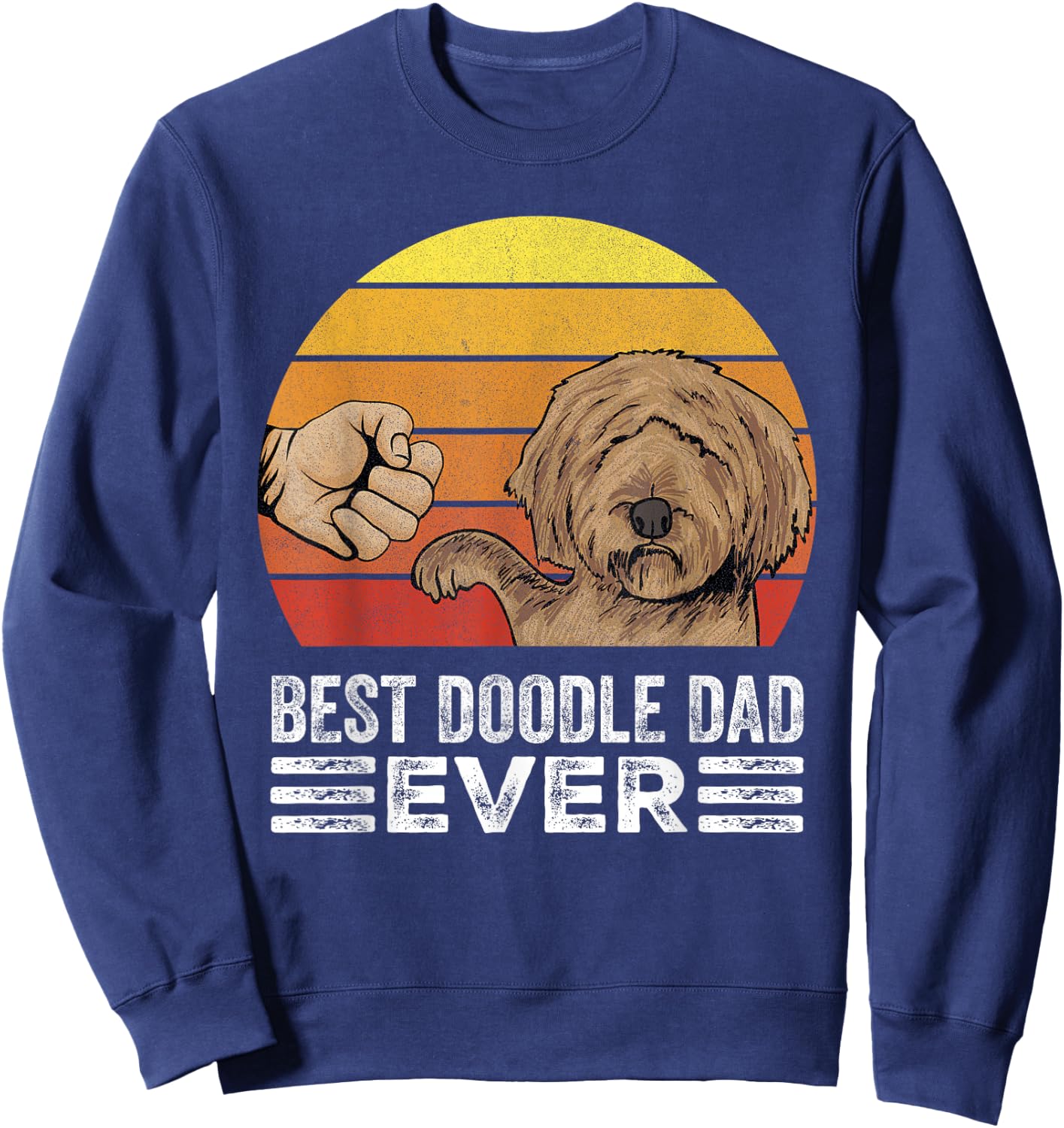 Retro Best Doodle Dad Ever Shirt Vintage Goldendoodle Dad Sweatshirt - Sweatshirt | Navy