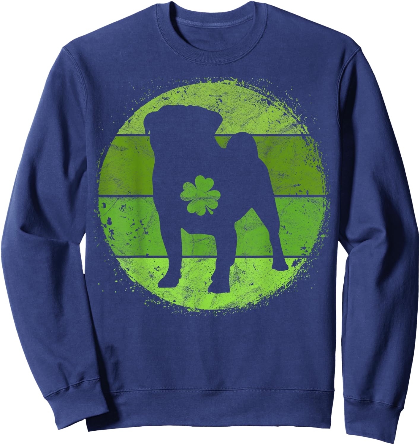 Circular Pug Irish Shamrock Puggle Dog St Patrick's Day Women Kids Sweatshirt - Sweatshirt | Navy
