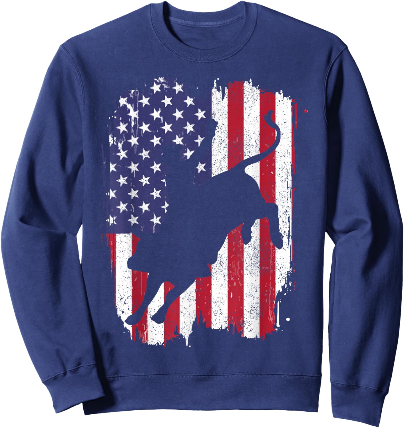 BullRiding American Flag Rodeo Patriotic Sweatshirt - Sweatshirt | Navy