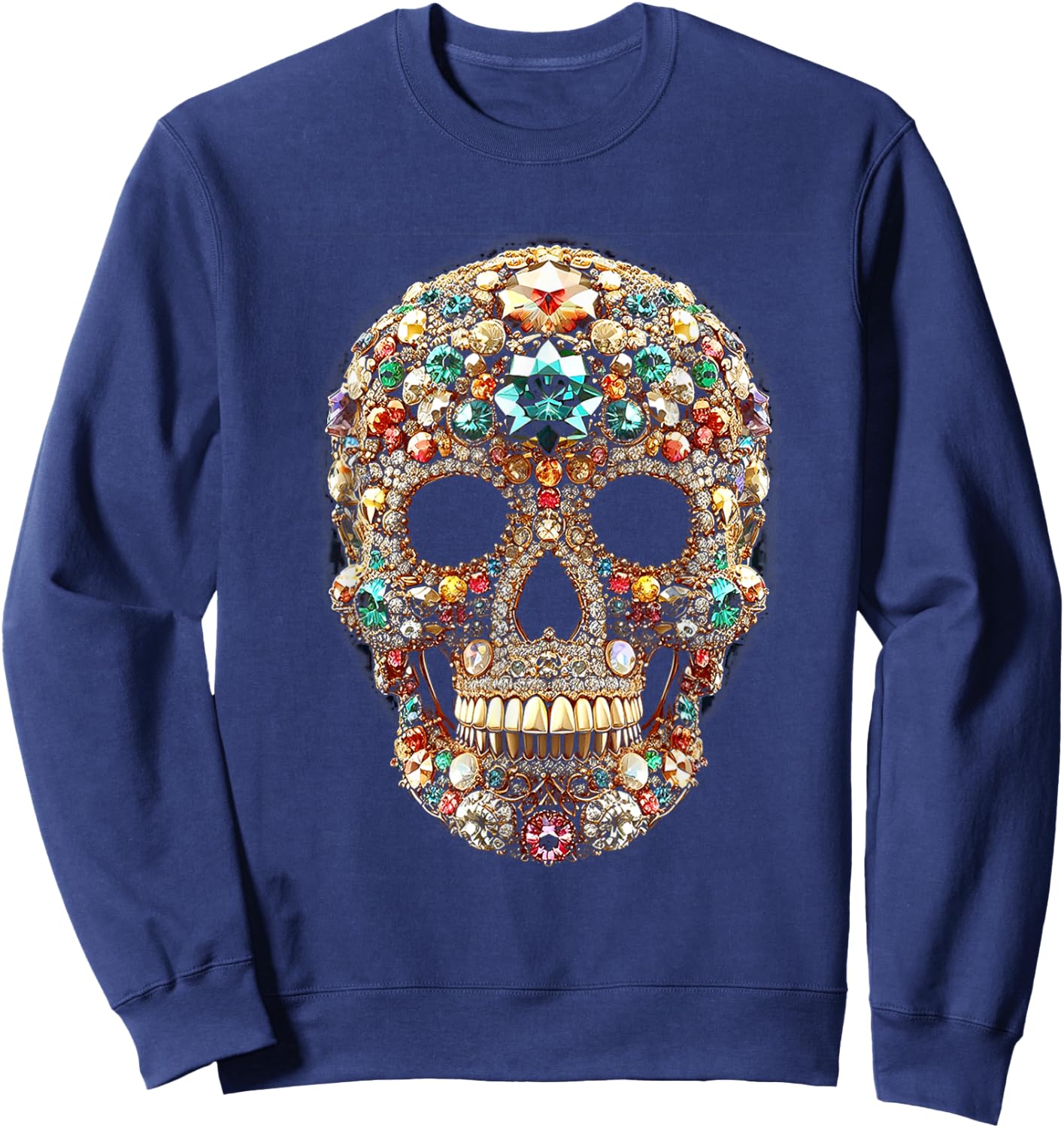 Vintage Shining Diamonds Luxury Antique skull Funny Gift Sweatshirt - Sweatshirt | Navy