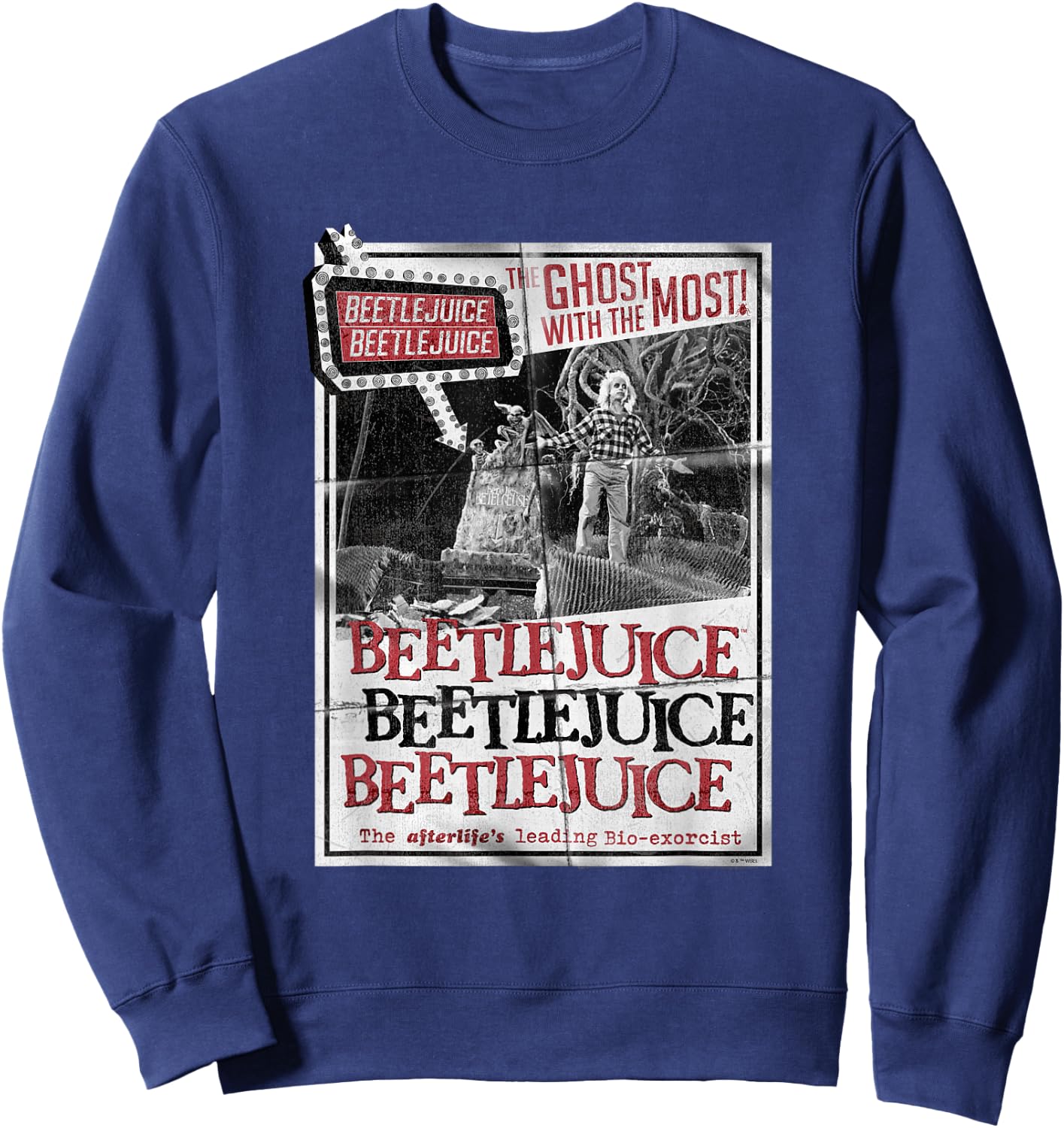 Beetlejuice Vintage Retro Ghost With The Most Faded Flyer Sweatshirt - Sweatshirt | Navy