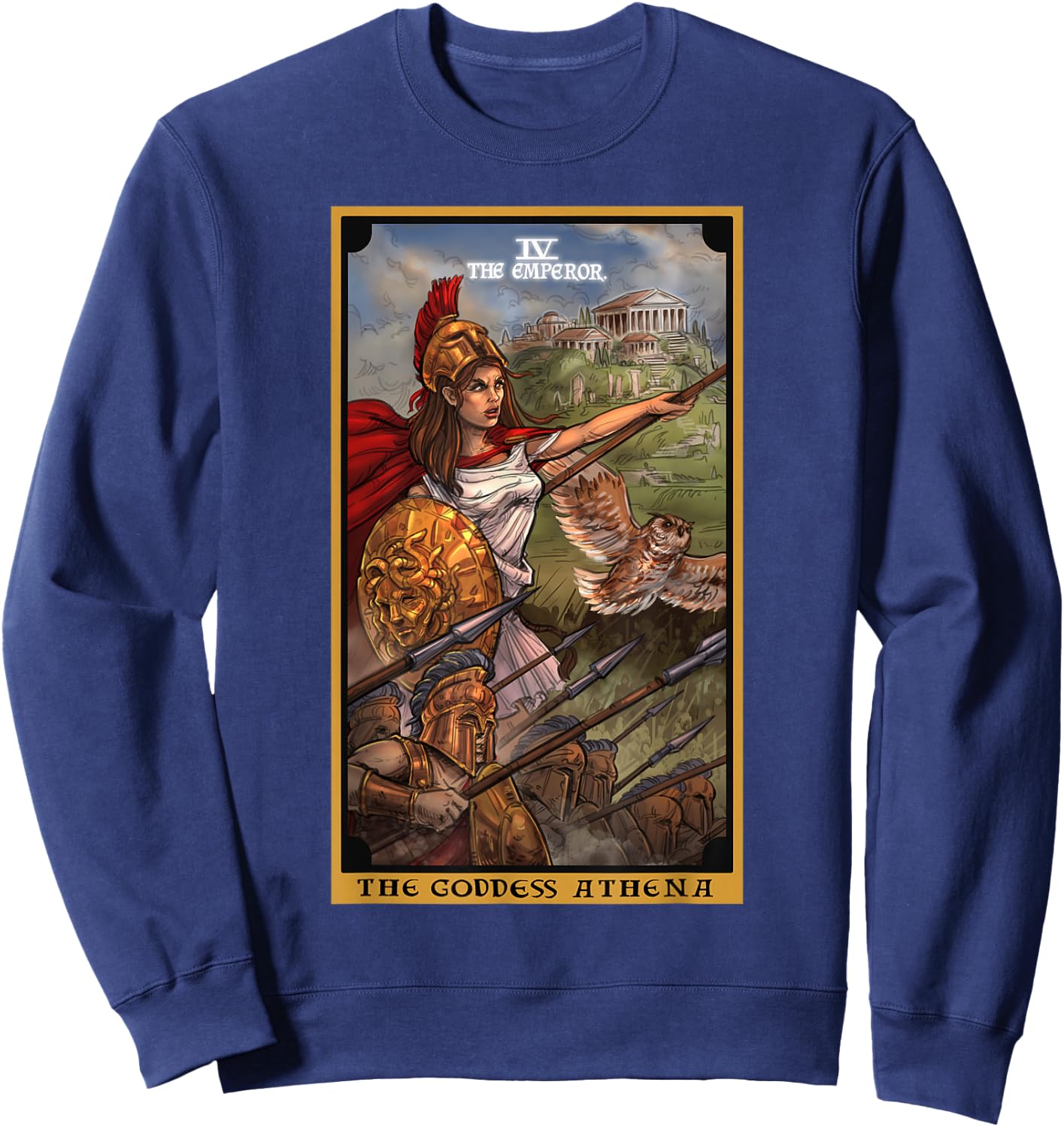 The Goddess Athena The Emperor Tarot Card Greek Mythology Sweatshirt - Sweatshirt | Navy
