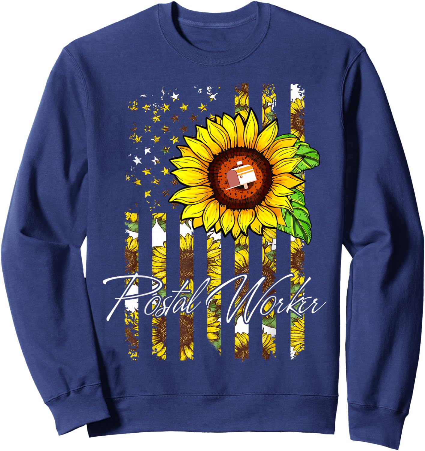 Postal Worker Sunflower Funny Gifts Sweatshirt - Sweatshirt | Navy