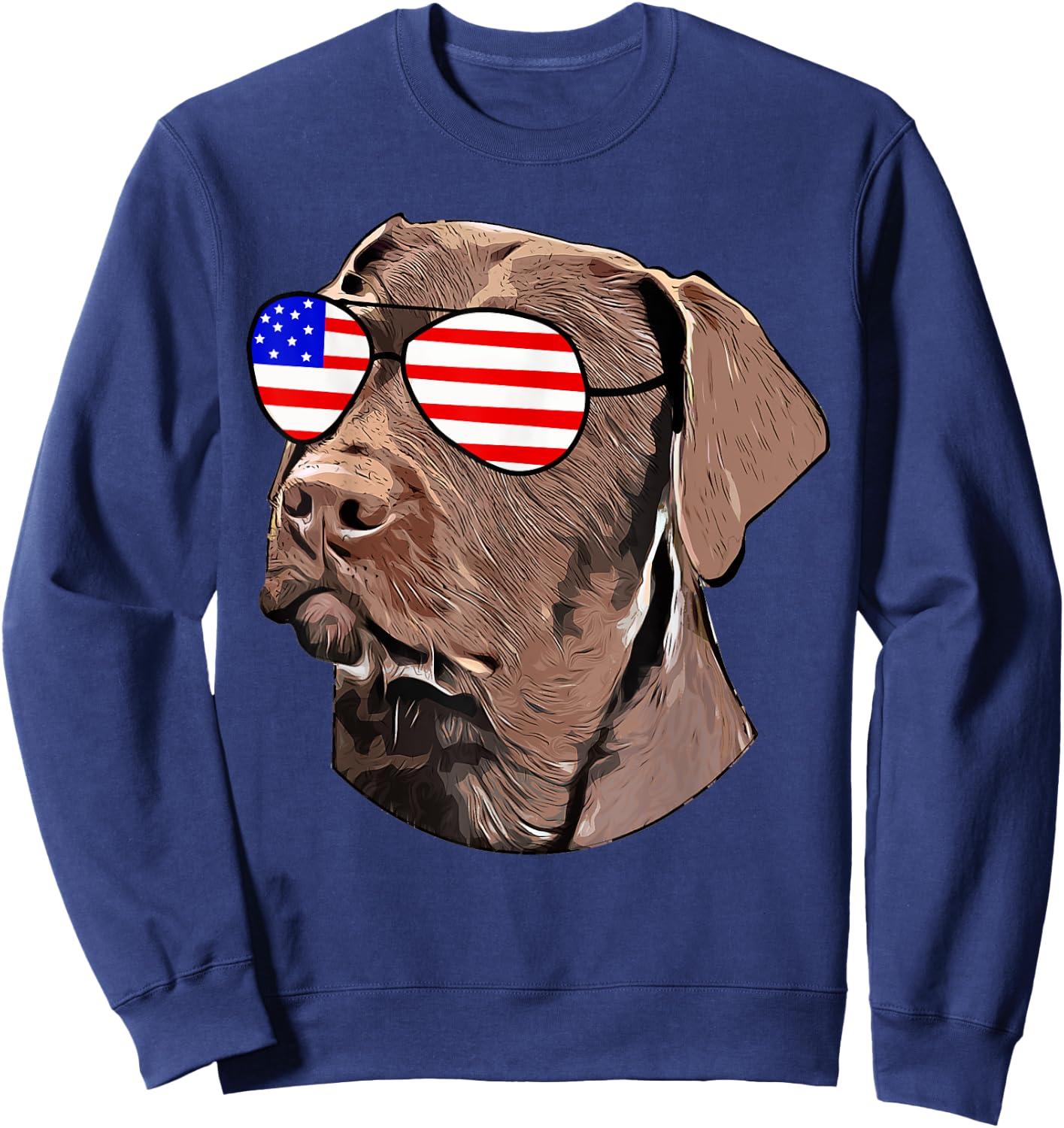 Chocolate Lab Gifts American Flag Sunglasses Dog Lover Gifts Sweatshirt - Sweatshirt | Navy