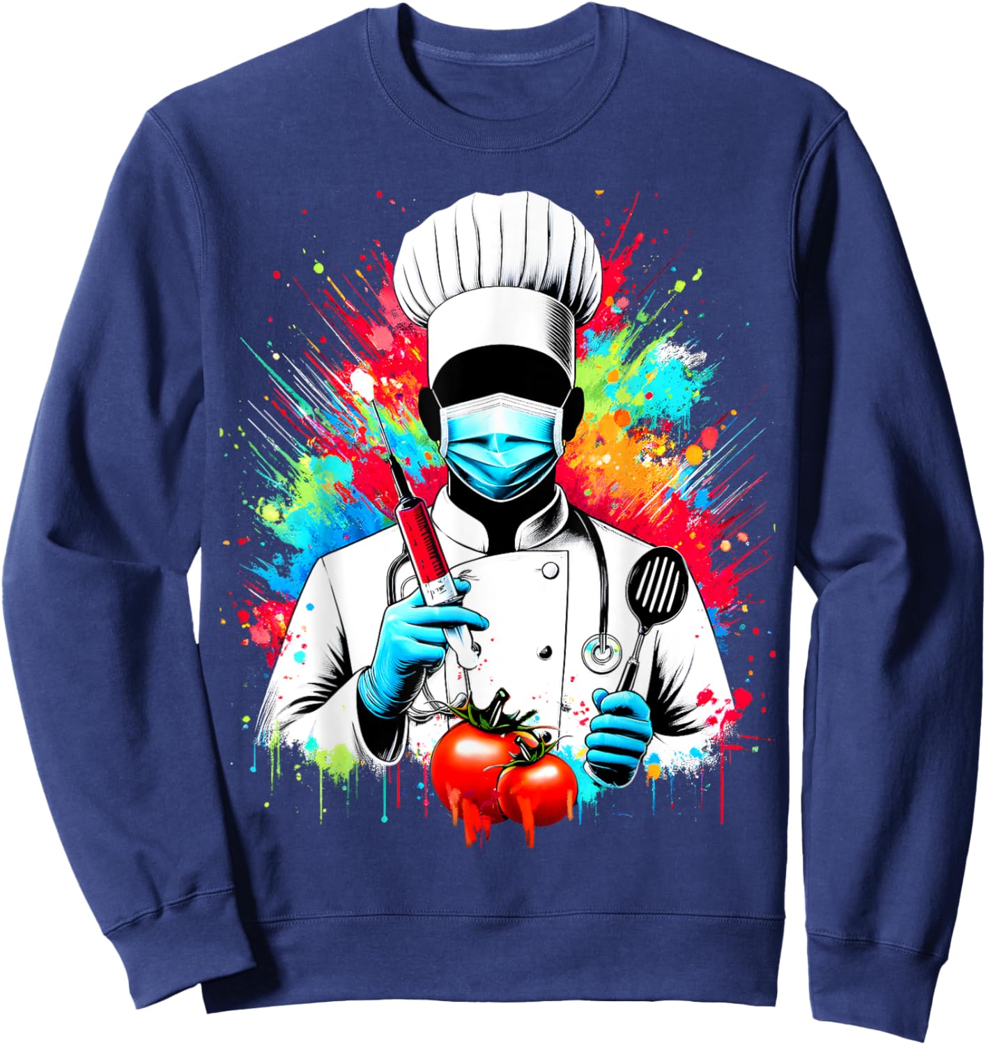 Funny Colorful Chef Doctor Splash Artwork - Cooking Lovers Sweatshirt - Sweatshirt | Navy