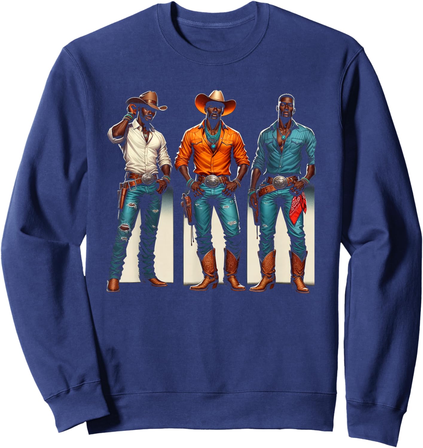 Black Cowboy Western Rodeo Melanin Black History Texas Men Sweatshirt - Sweatshirt | Navy