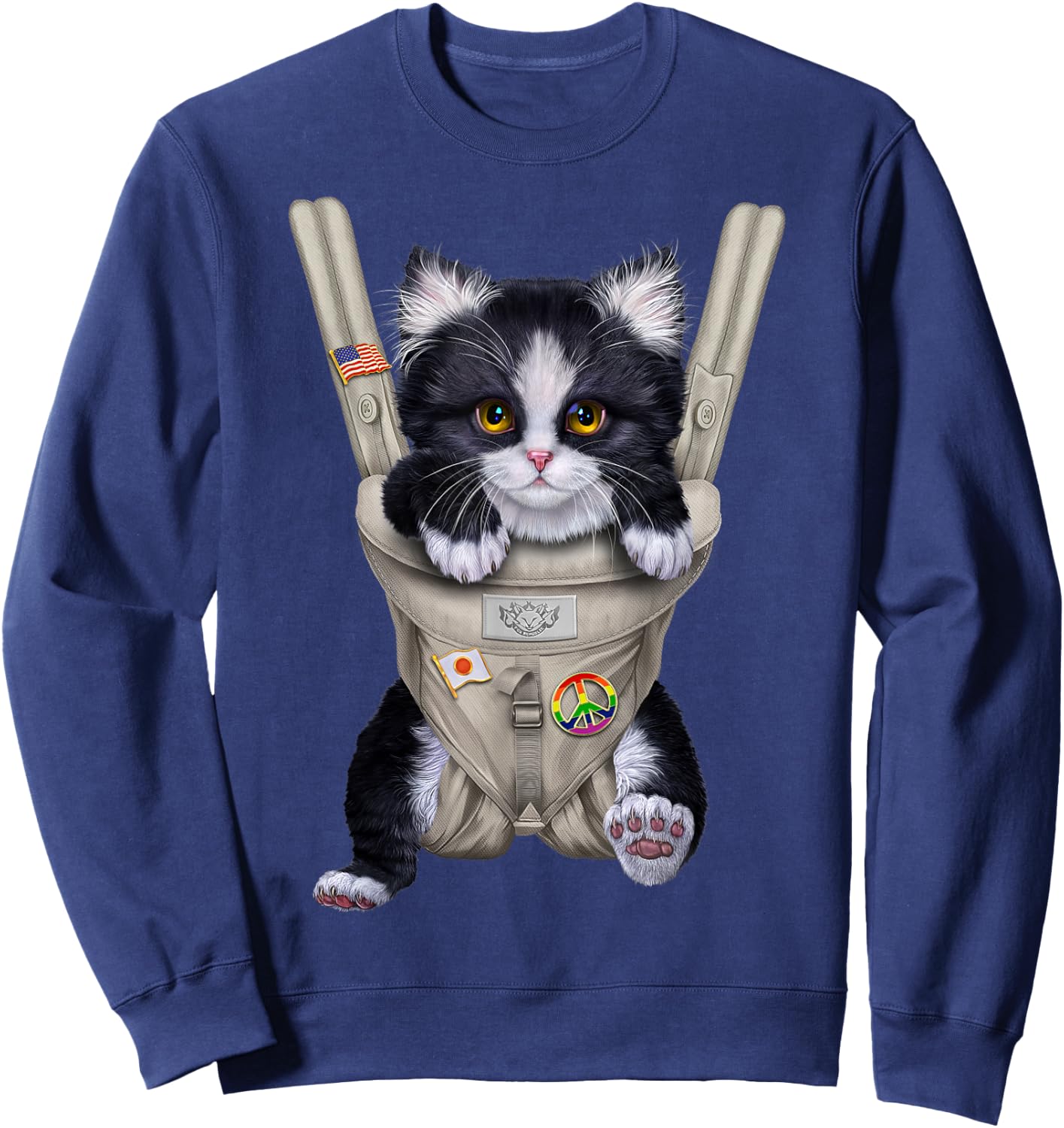 Tuxedo Cat in Baby Carrier Sweatshirt - Sweatshirt | Navy