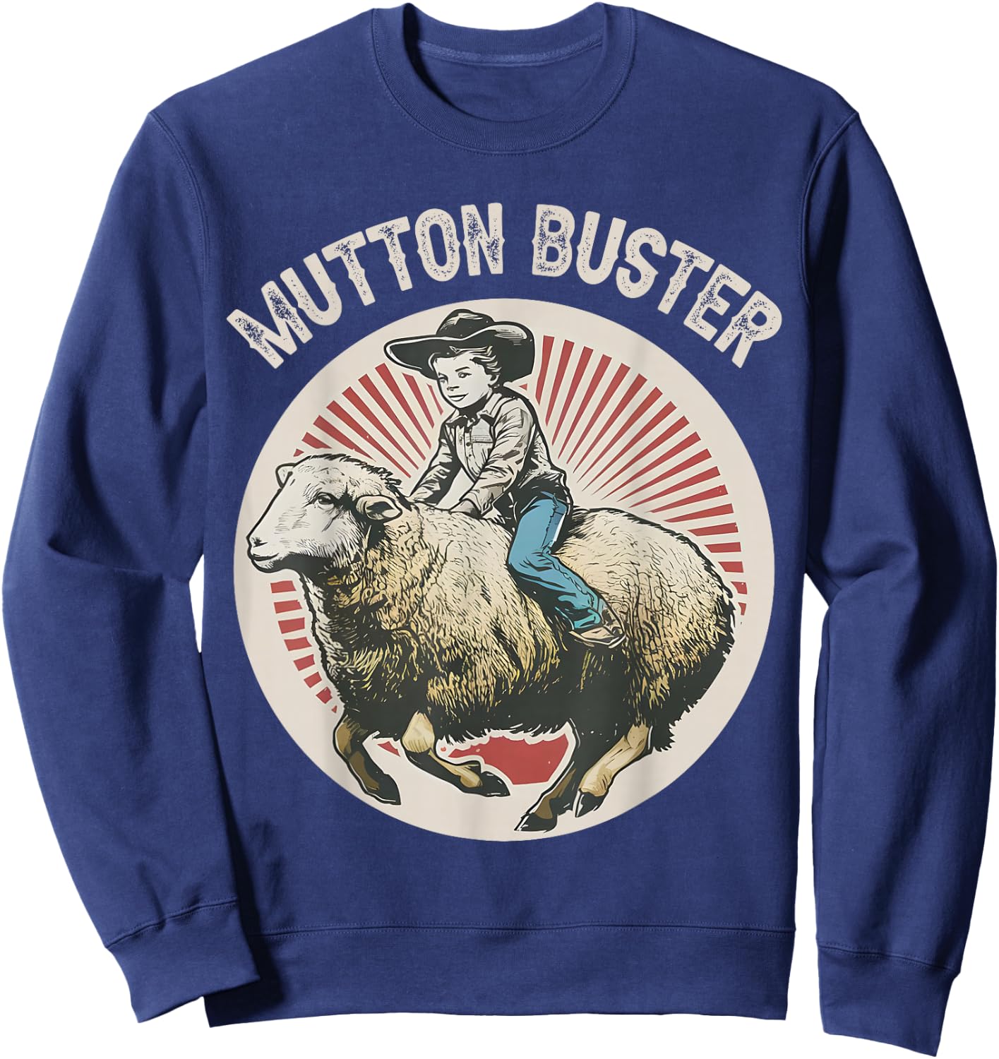 Mutton Buster Mutton Busting Sheep Riding Texas Rodeo Kids Sweatshirt - Sweatshirt | Navy