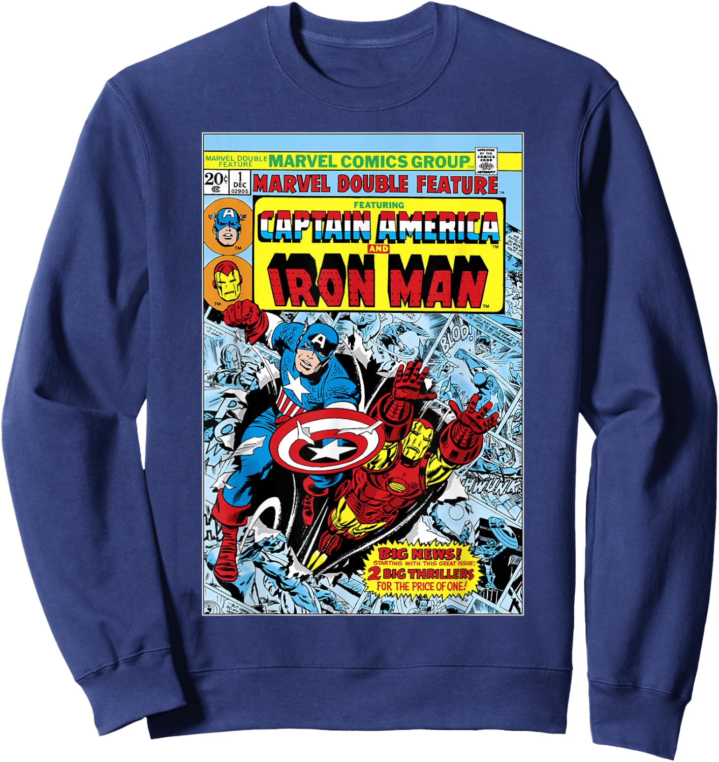 Marvel Double Feature Captain America & Iron Man Comic Cover Sweatshirt - Sweatshirt | Navy