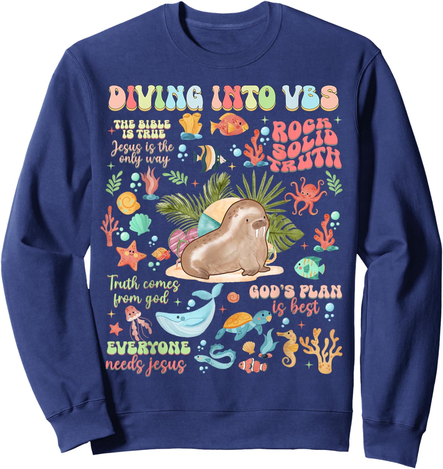 Breaker Rock Beach God's Rock Solid VBS 2024 Sweatshirt - Sweatshirt | Navy