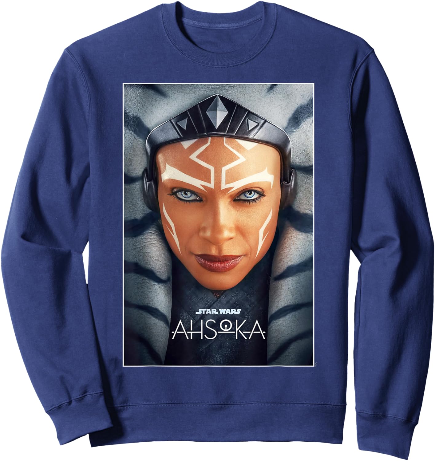 Star Wars Ahsoka Tano Face & Logo Series Poster Art Disney+ Sweatshirt - Sweatshirt | Navy