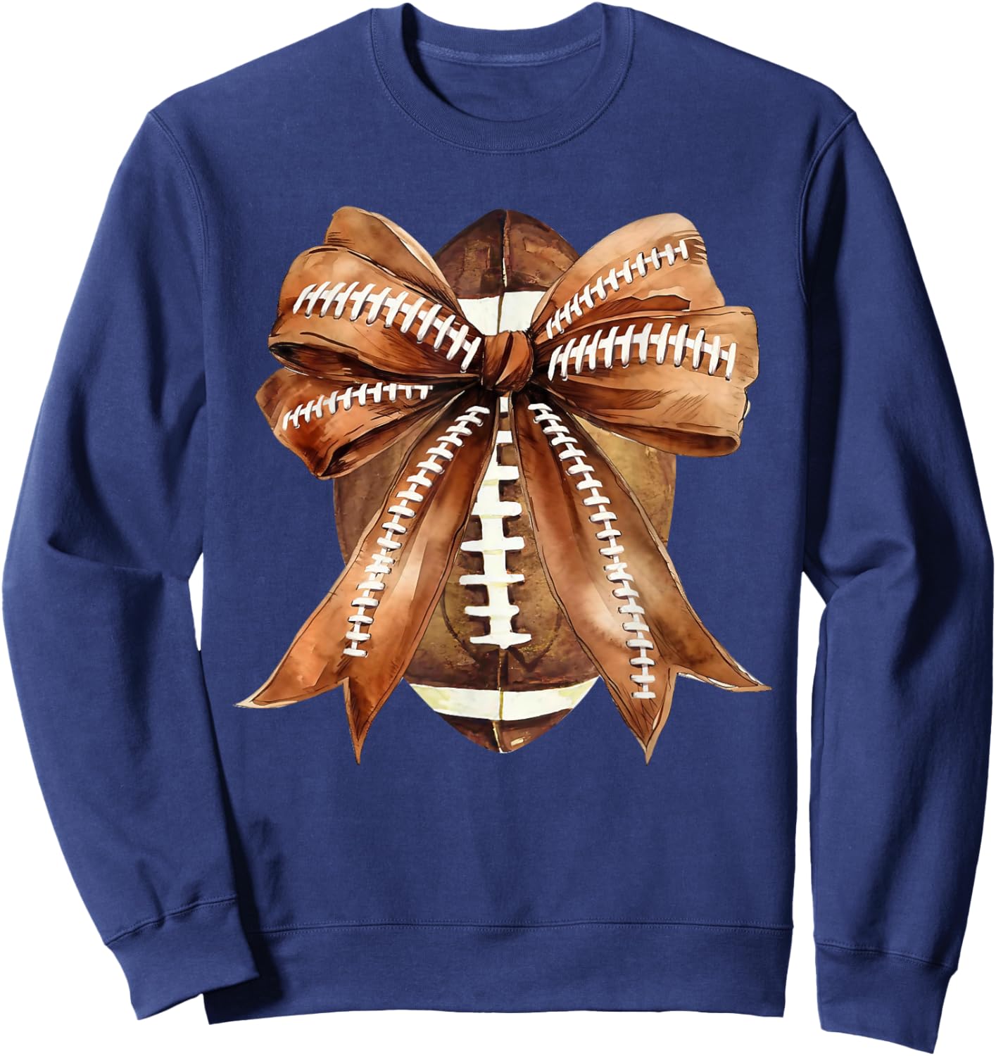Coquette Bow American Football Game Day Thanksgiving Autumn Sweatshirt - Sweatshirt | Navy