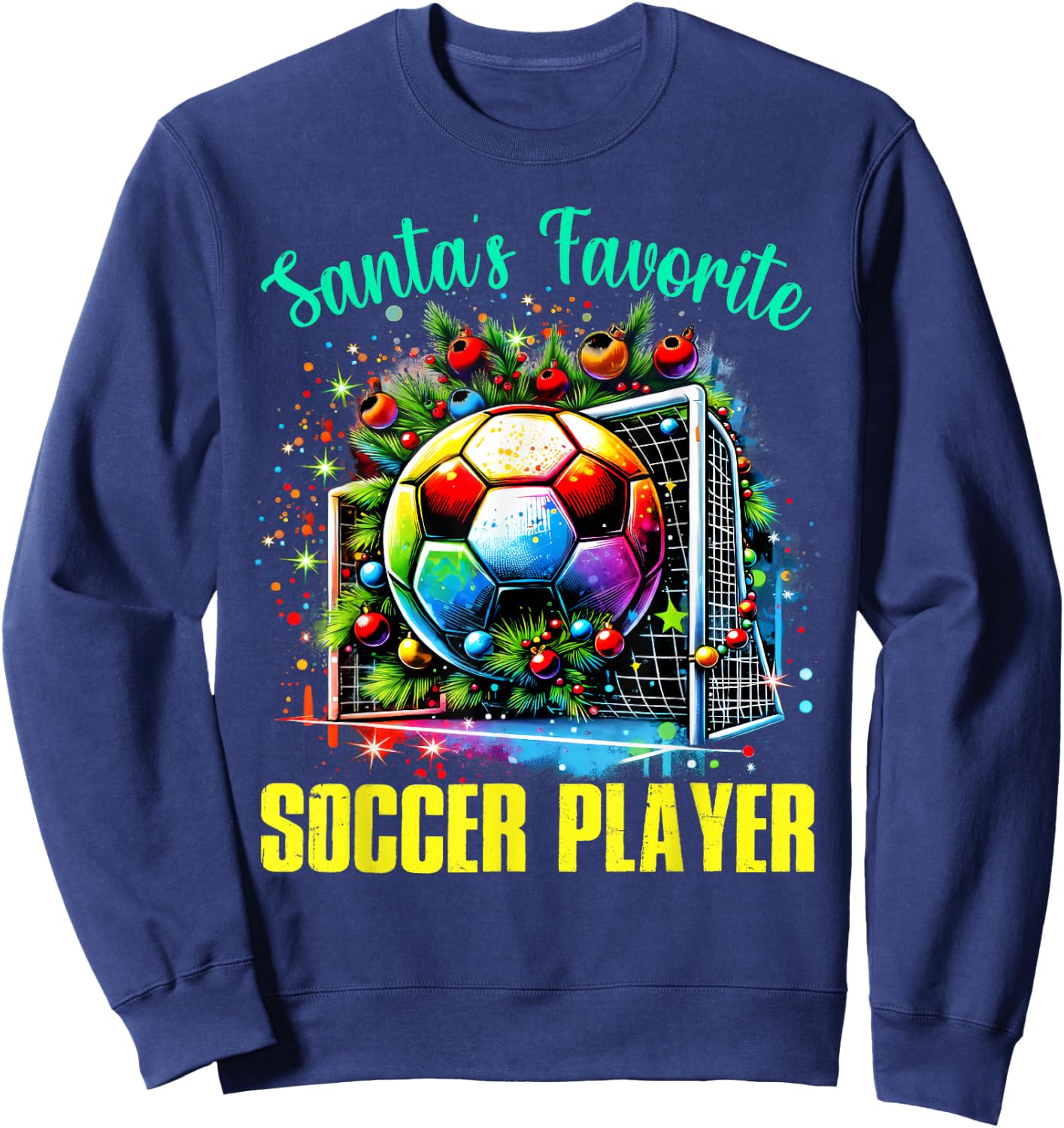 Santa's Favorite Soccer Player Christmas Pajamas Sweatshirt - Sweatshirt | Navy
