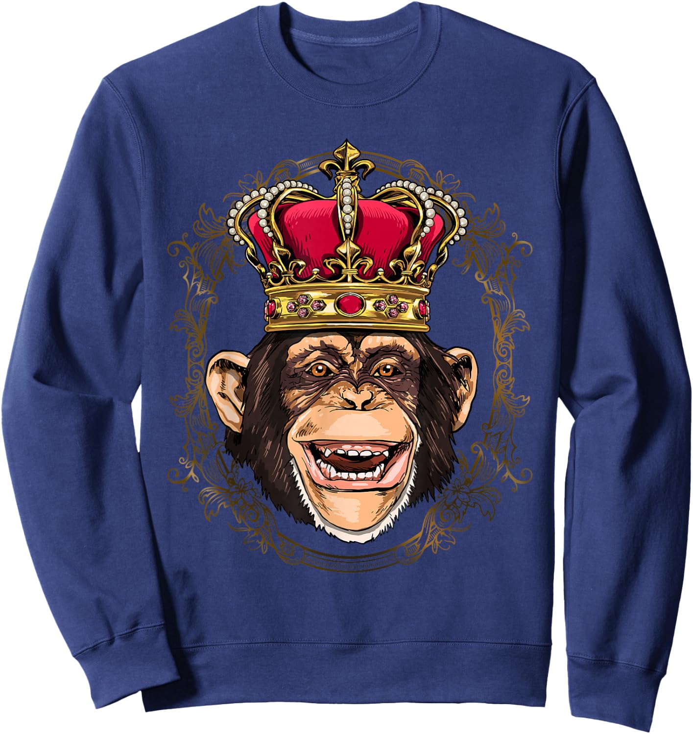 King Monkey Wearing Crown - Queen Monkey Animal Sweatshirt - Sweatshirt | Navy