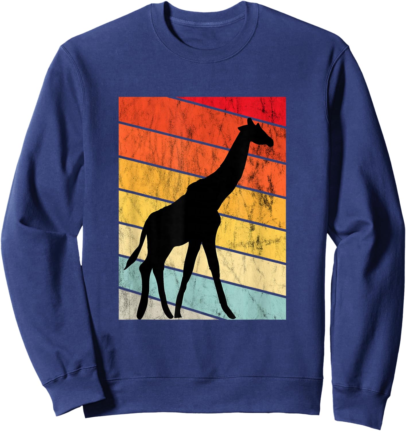 Giraffe Lover Sunset Retro Sunset Zoo Animal Giraffe Sweatshirt - Sweatshirt | Navy