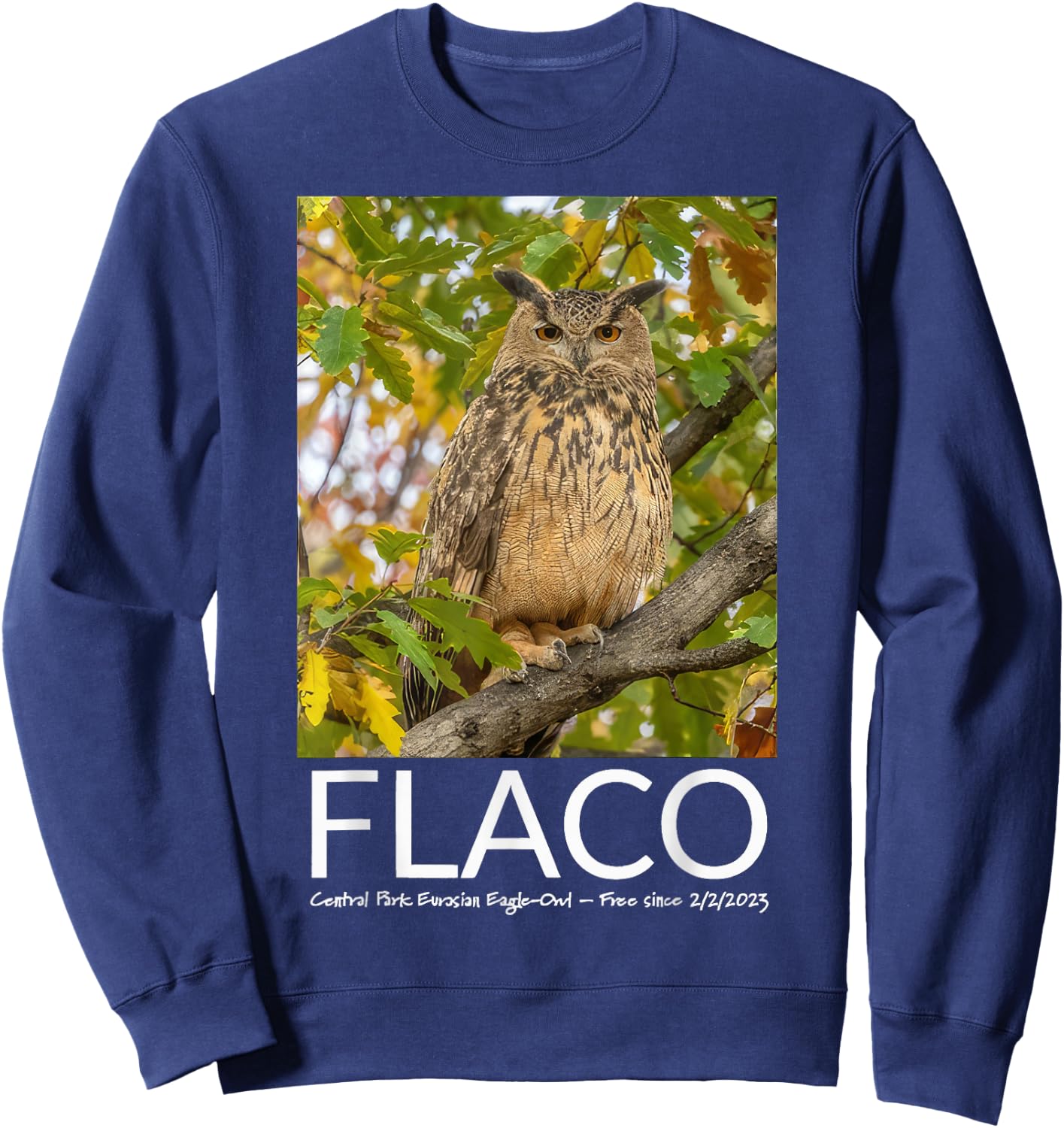 Flaco the Owl Escaped Owl Sweatshirt - Sweatshirt | Navy