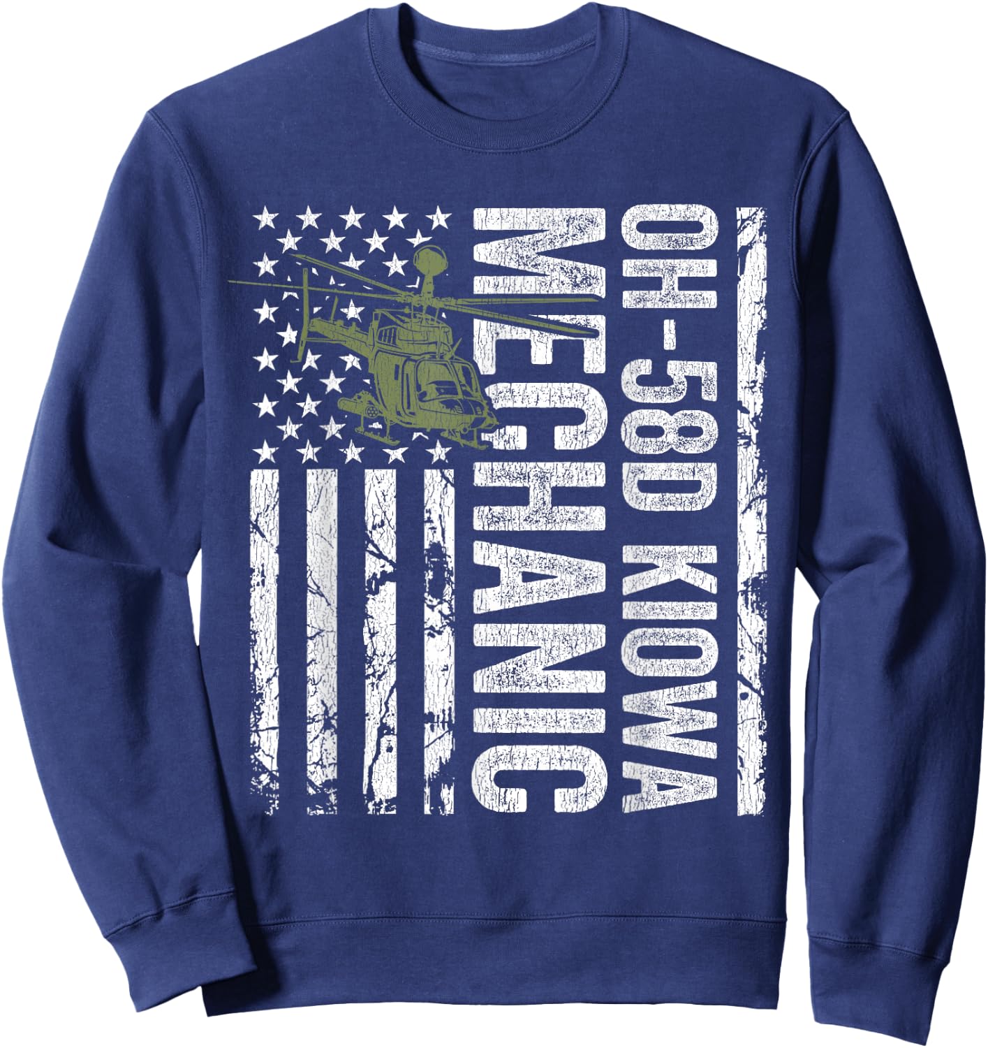 OH-58D Kiowa Warrior Helicopter Mechanic Veteran Sweatshirt - Sweatshirt | Navy
