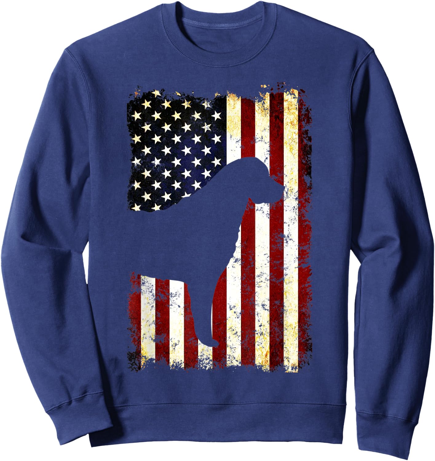 Chesapeake Bay Retriever Silhouette American Flag Sweatshirt - Sweatshirt | Navy