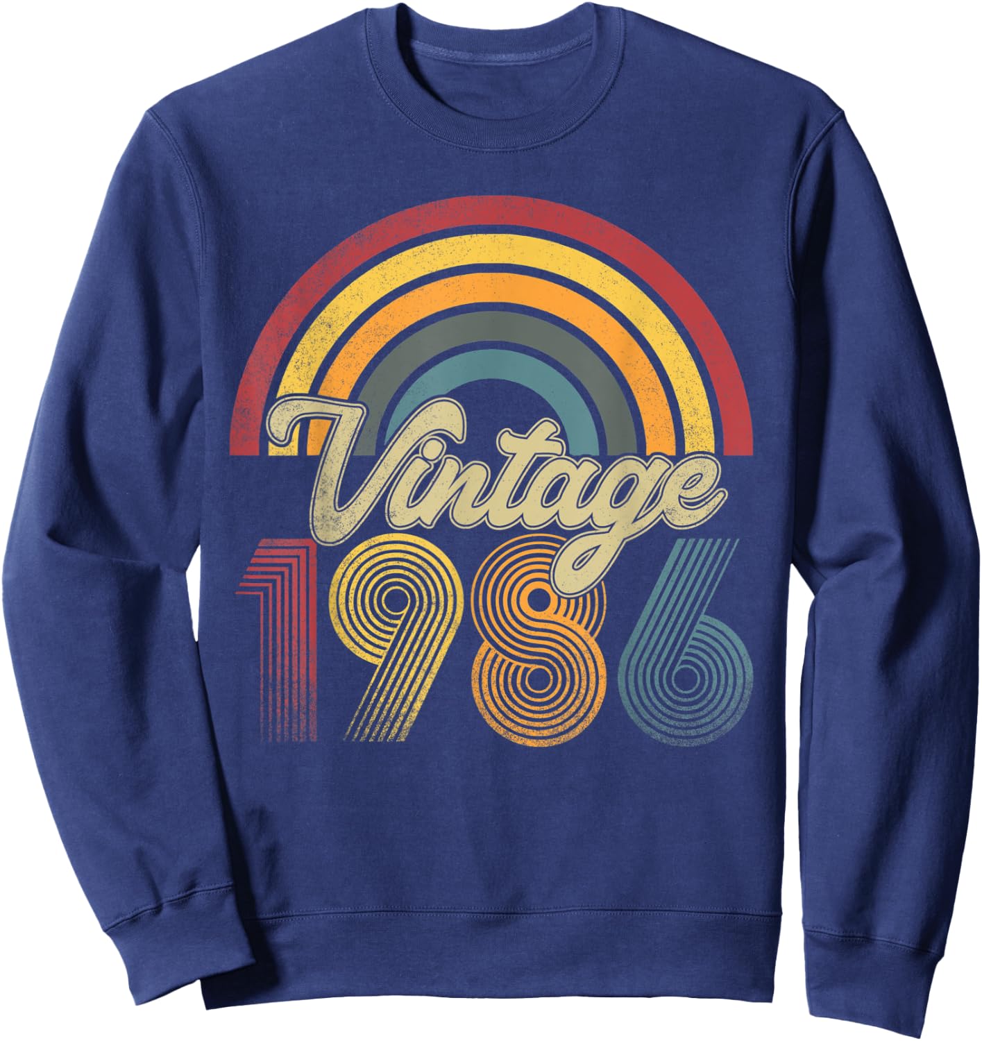 Vintage 1986 37th Birthday Rainbow Retro Style Classic Sweatshirt - Sweatshirt | Navy