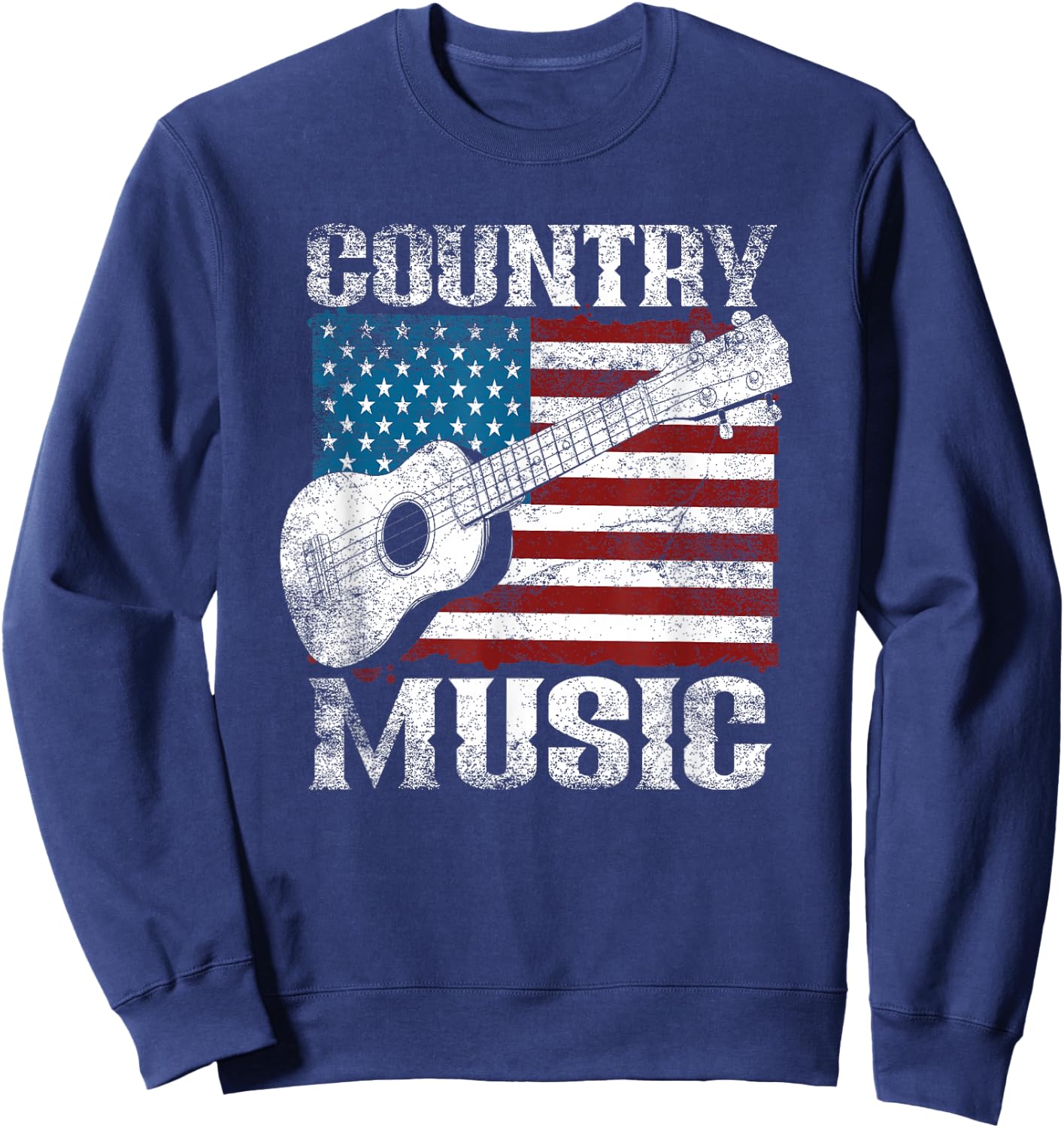 American Flag Guitar Player Funny Country Music Lover Sweatshirt - Sweatshirt | Navy