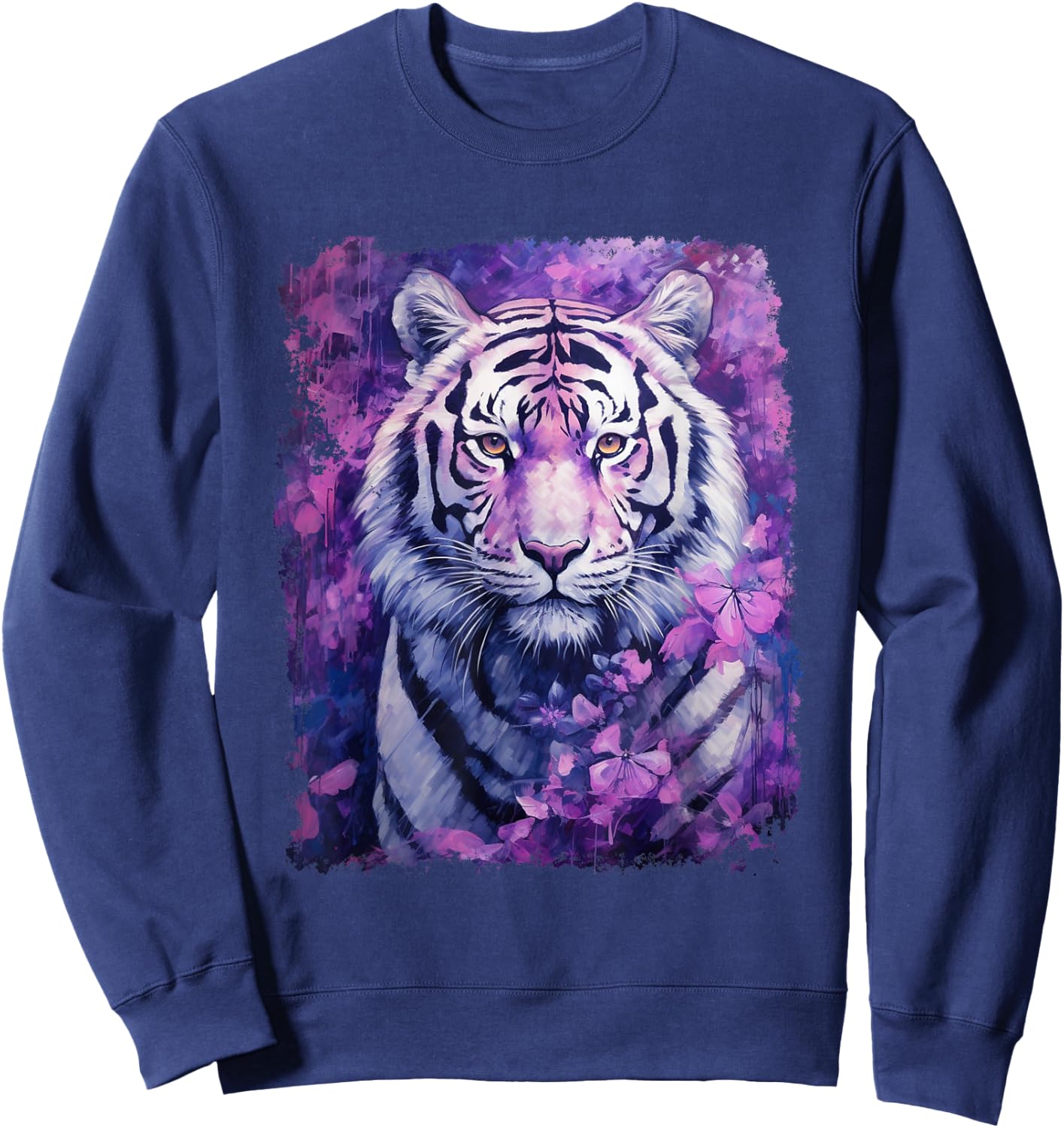 Pop Art Vintage Zoo Animal Tiger Purple Sweatshirt - Sweatshirt | Navy