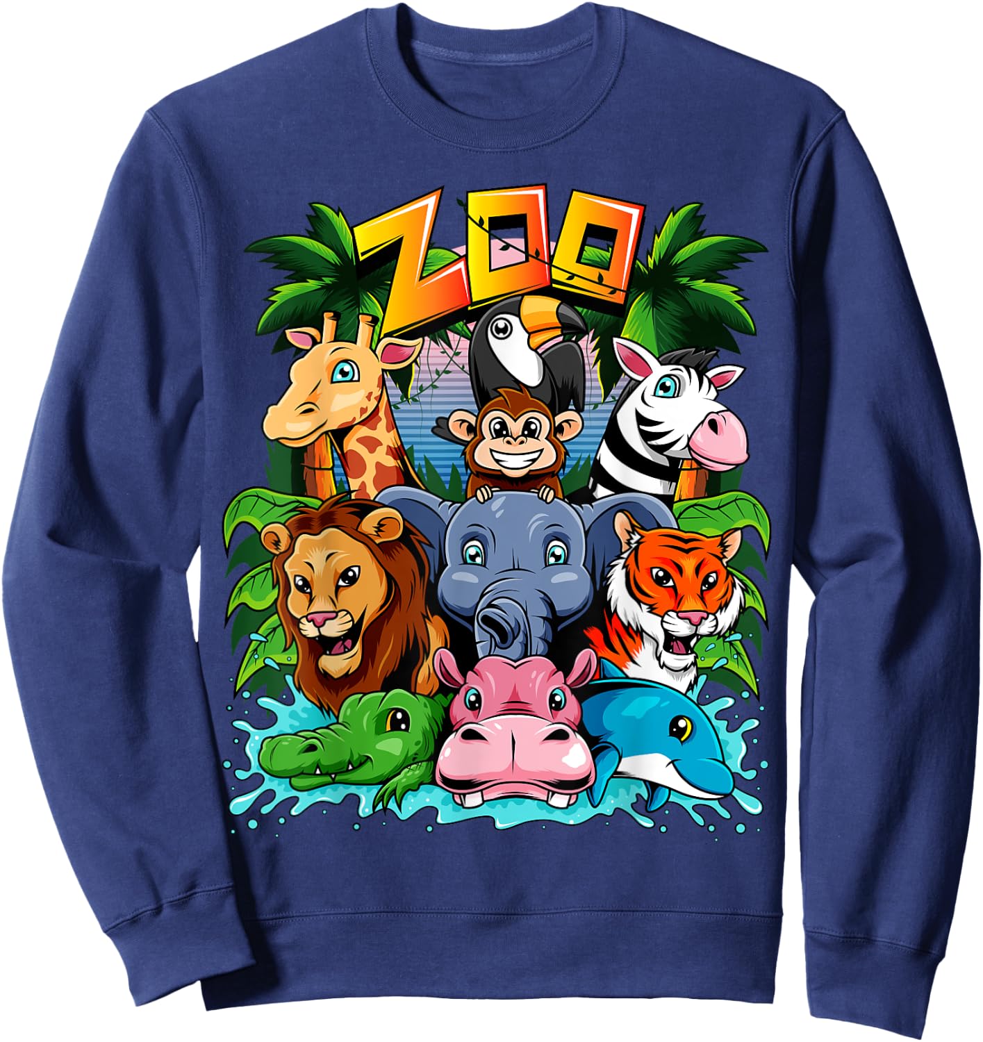Zoo Animal Kids Boys Girls Teacher School Excursion Sweatshirt - Sweatshirt | Navy