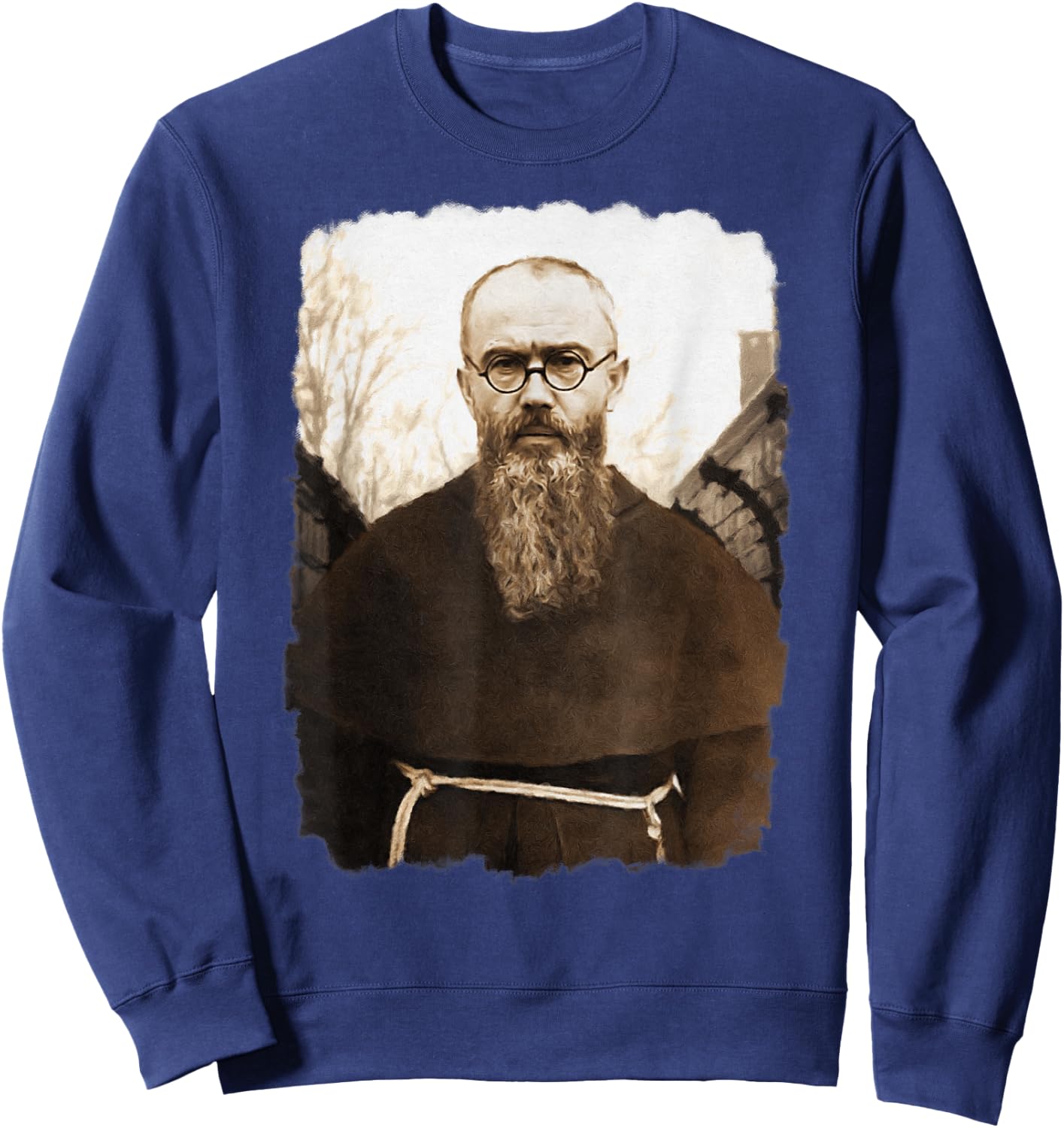 MJ Sacred Art Saint Maximilian Kolbe Catholic Icon Sweatshirt - Sweatshirt | Navy