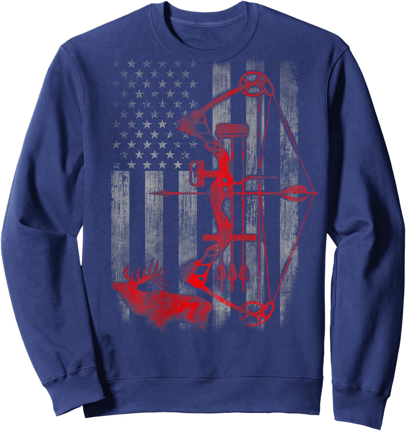 Bow Deer hunting flag Archery Sweatshirt - Sweatshirt | Navy