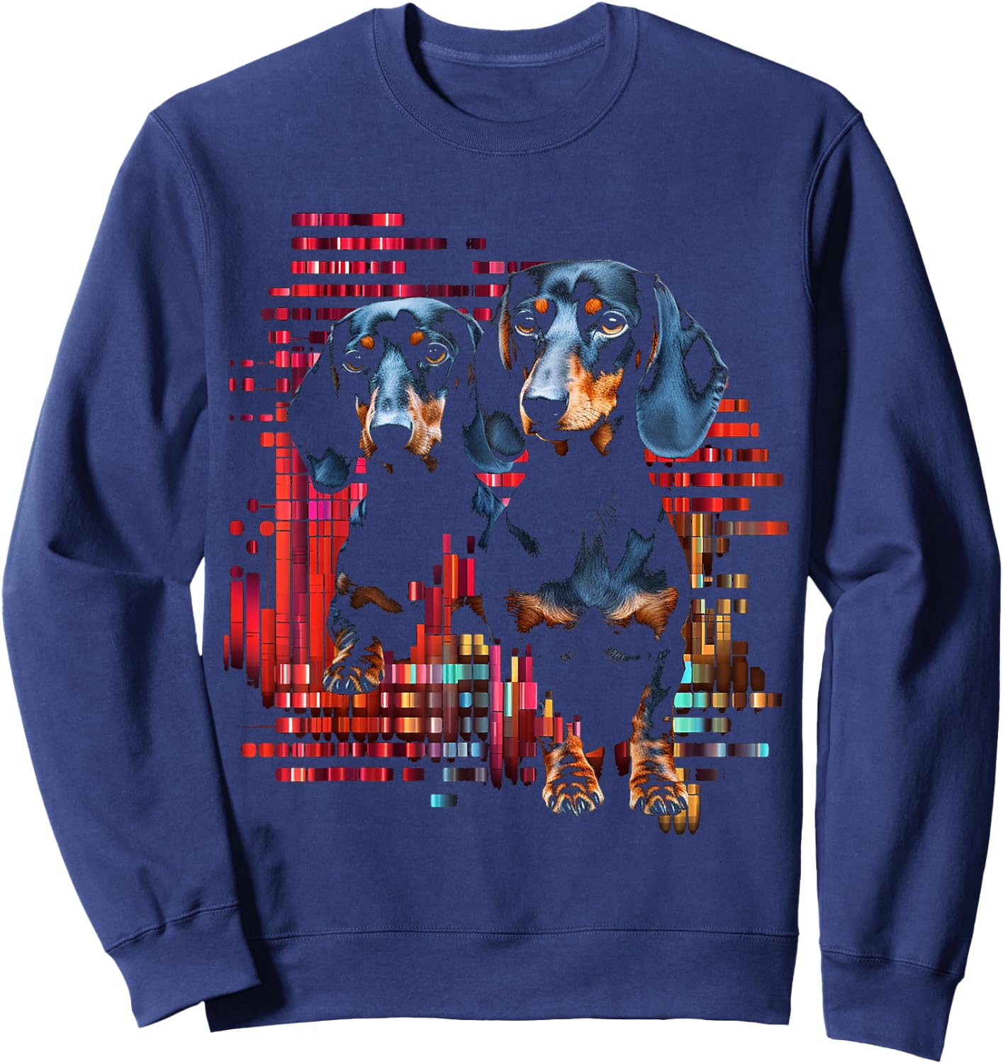 Dachshund Love Animal Pet Pixel Art Graphic Dog Dachshund Men Women Kids Sweatshirt - Sweatshirt | Navy