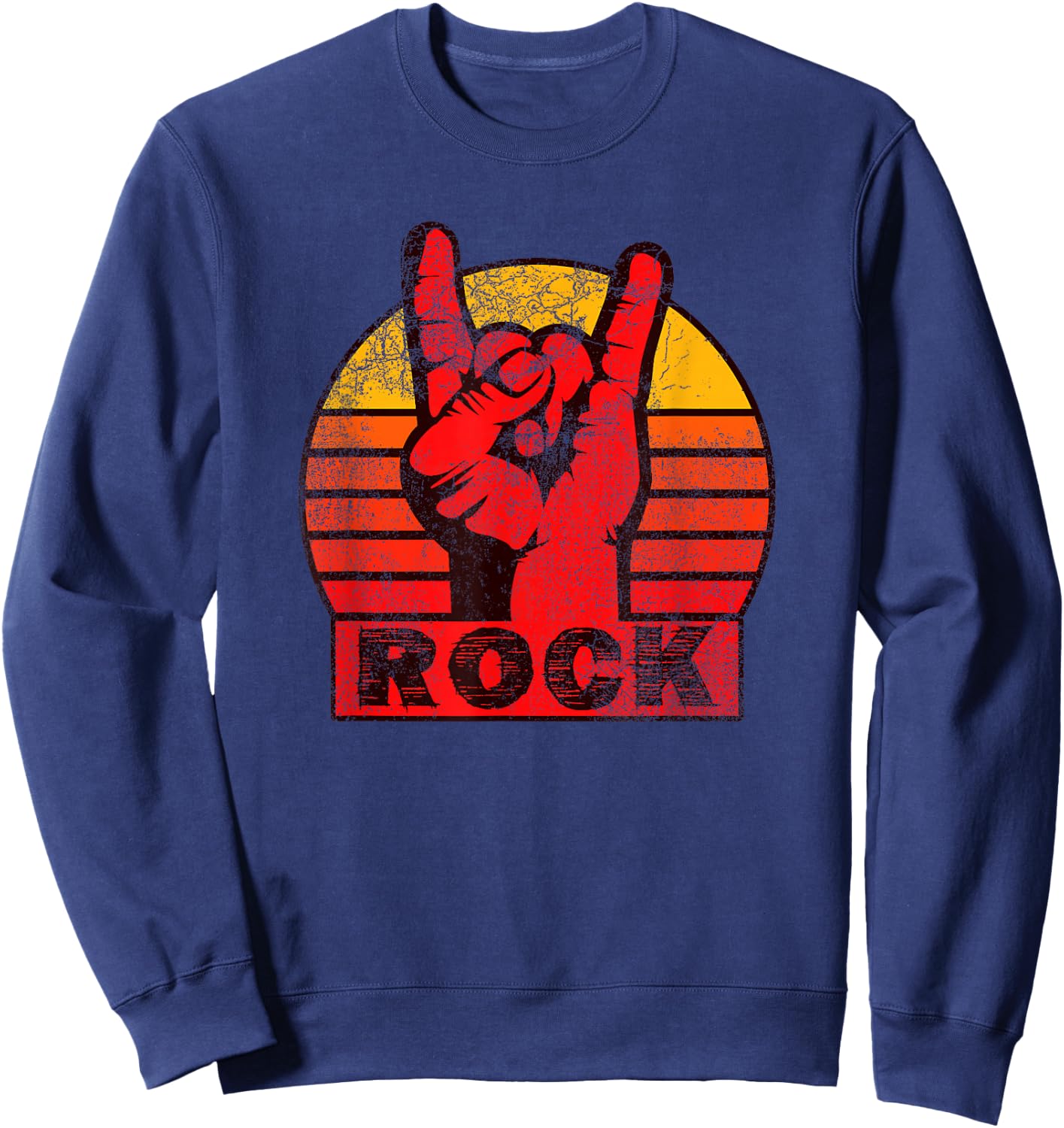 Shirt with red, rocker hand, lettering Rock Sweatshirt - Sweatshirt | Navy