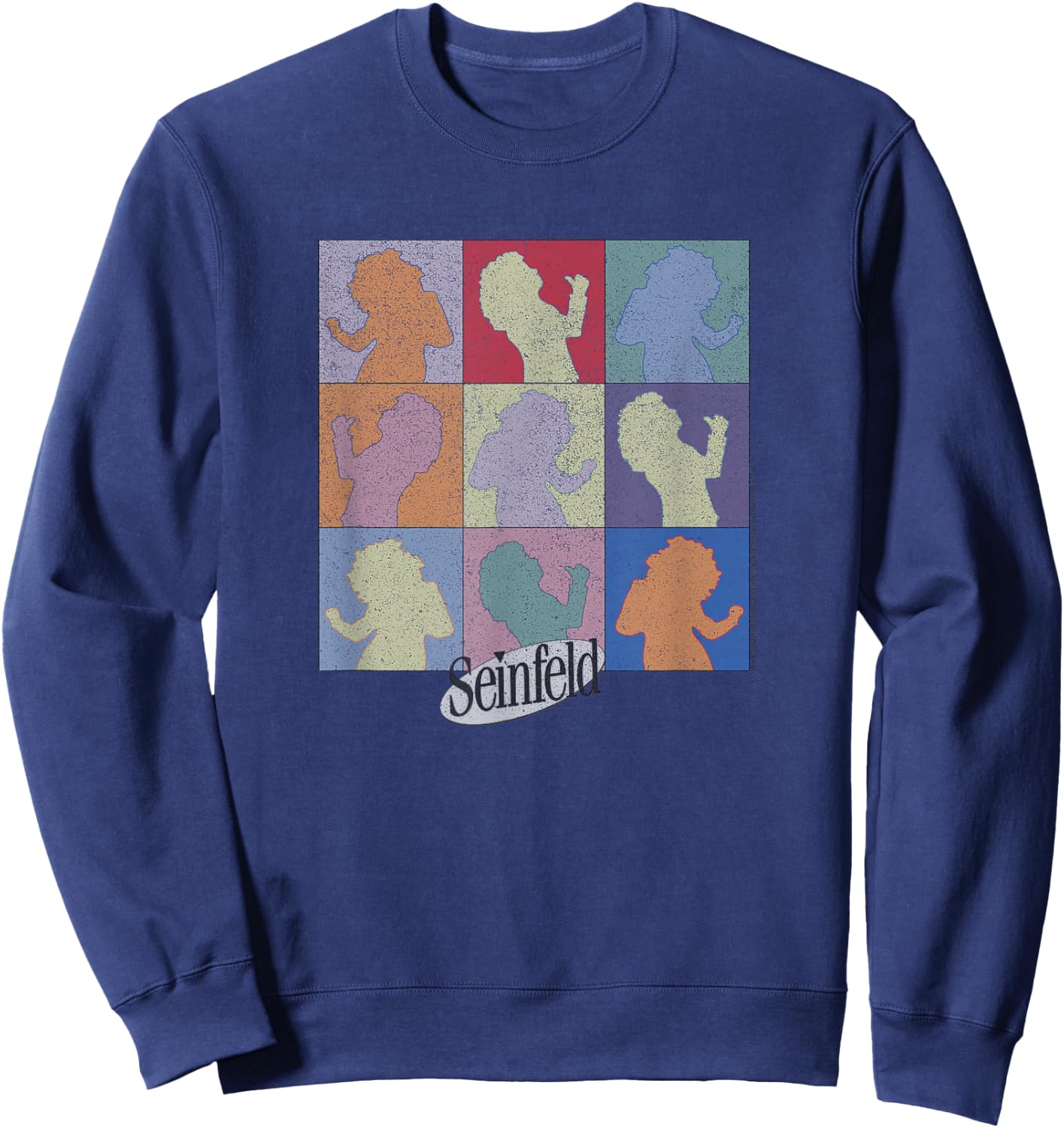 Seinfeld Elaine Dancing Colored Silhouette Box Up Sweatshirt - Sweatshirt | Navy
