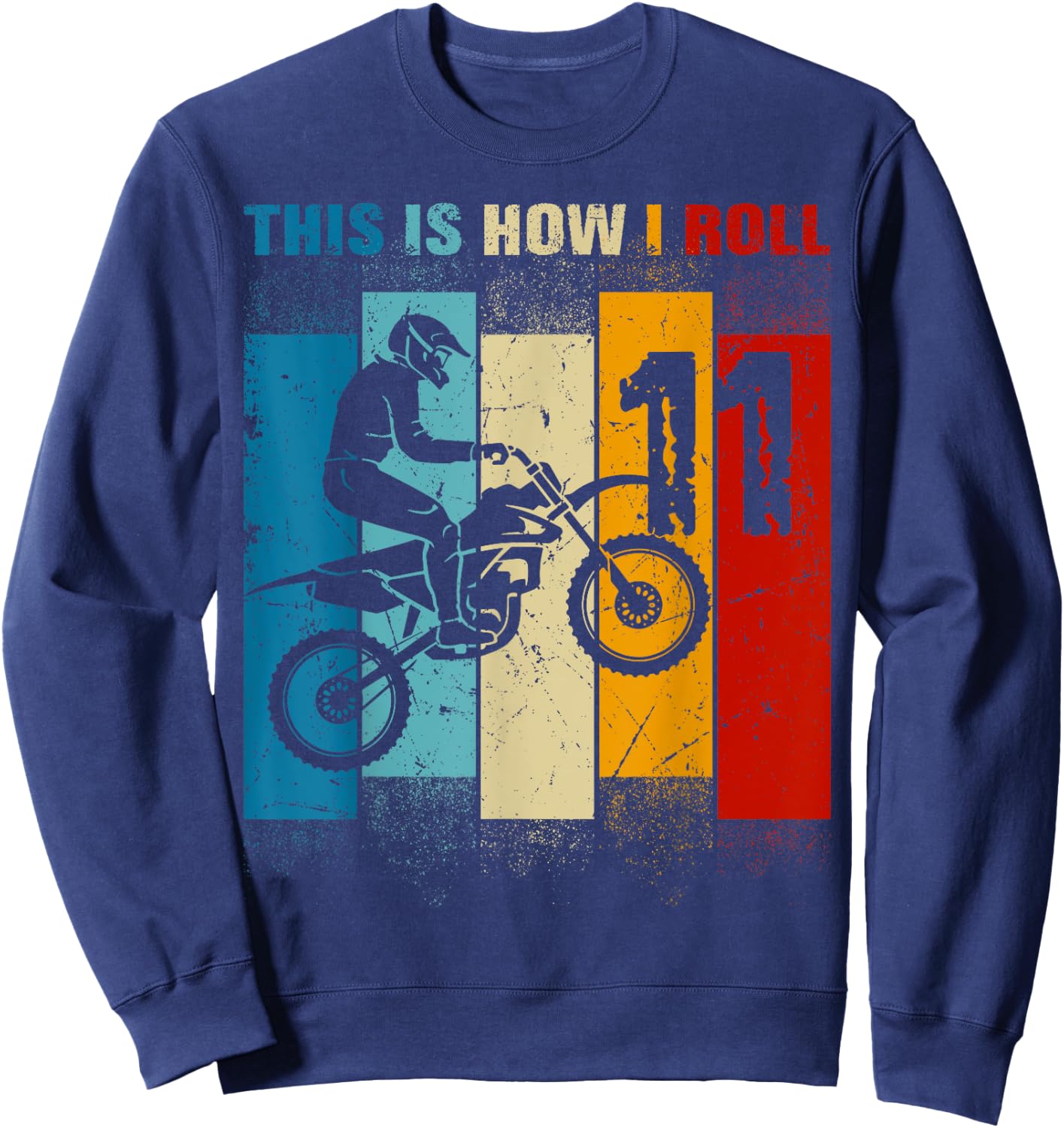11 Year Old Birthday Boy Motocross 11thB-Day Dirt Bike Sweatshirt - Sweatshirt | Navy