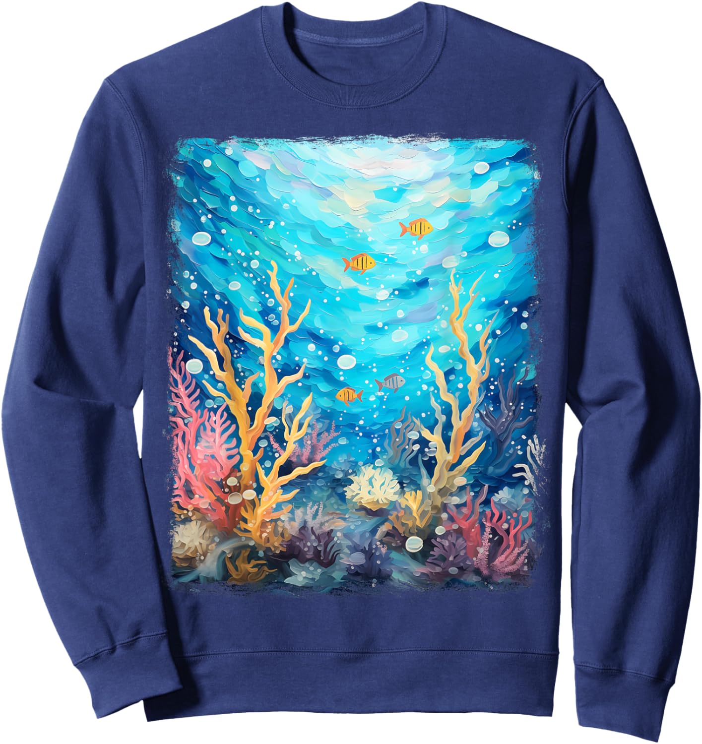 Coral Reef Sea Ocean Starry Night Painting Sweatshirt - Sweatshirt | Navy