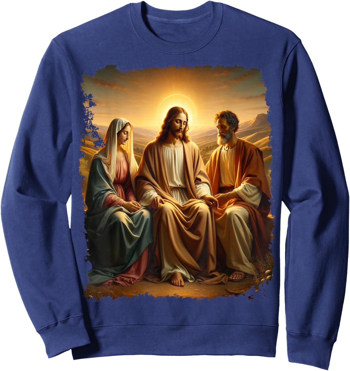 Jesus Christ Mary Joseph Christian Sweatshirt - Sweatshirt | Navy