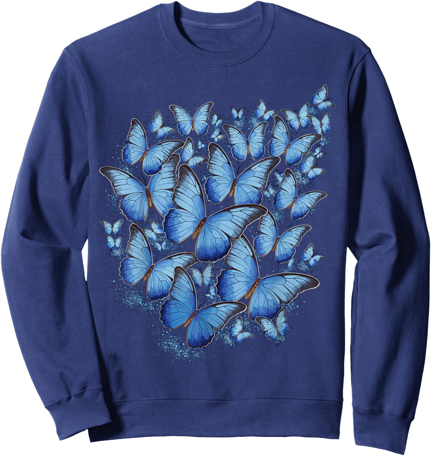 Blue Butterfly Art Garden Butterflies Sweatshirt - Sweatshirt | Navy