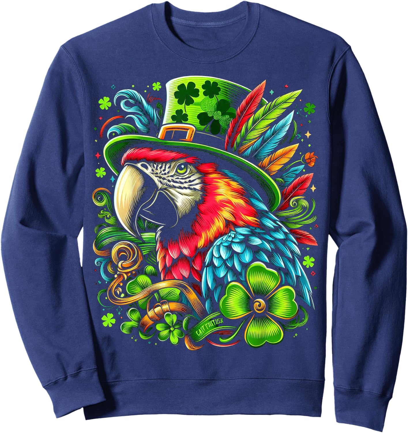 Cute Parrot With Saint Patrick's Day Sweatshirt - Sweatshirt | Navy
