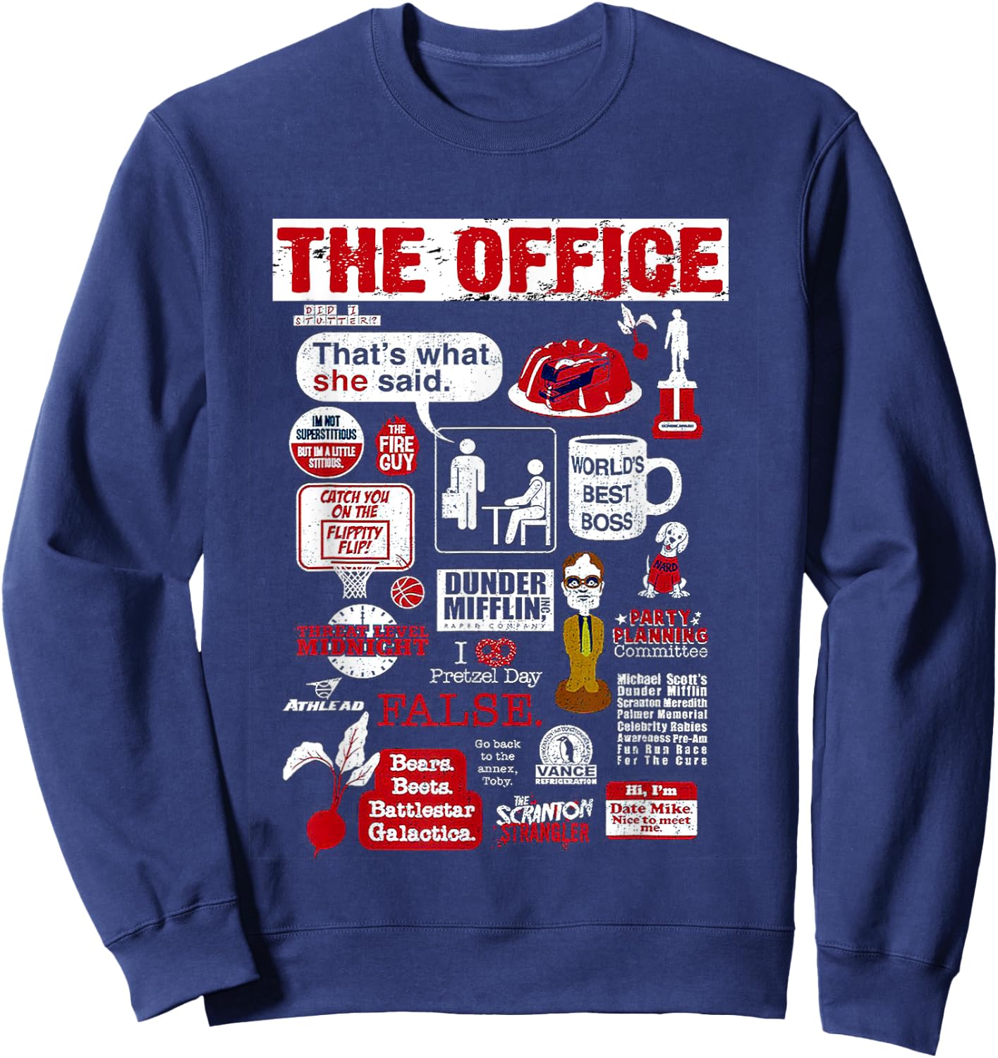 The Office Quote Mash-Up Vintage Funny Sweatshirt - Sweatshirt | Navy