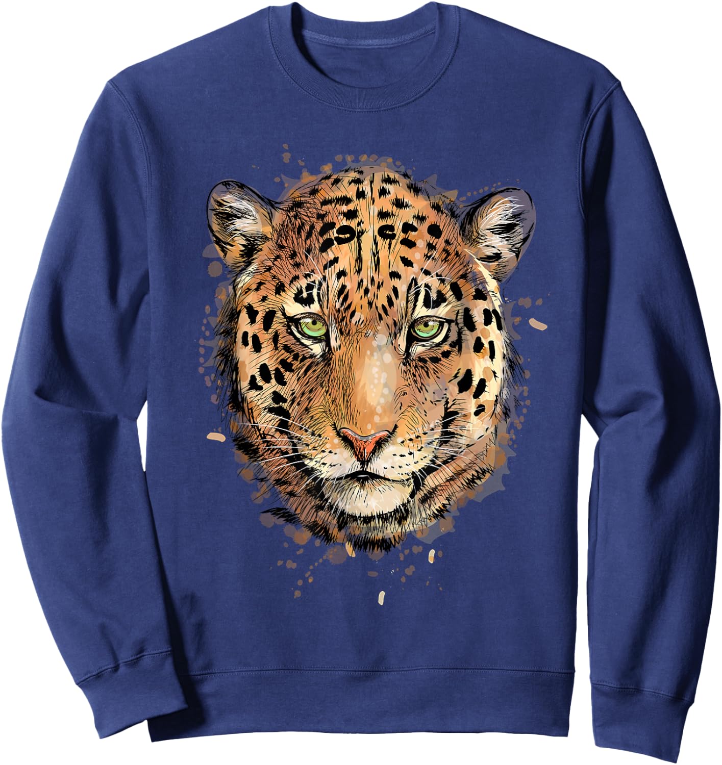 Leopard Cheetah Jaguar Head Watercolor Animal Gift Sweatshirt - Sweatshirt | Navy