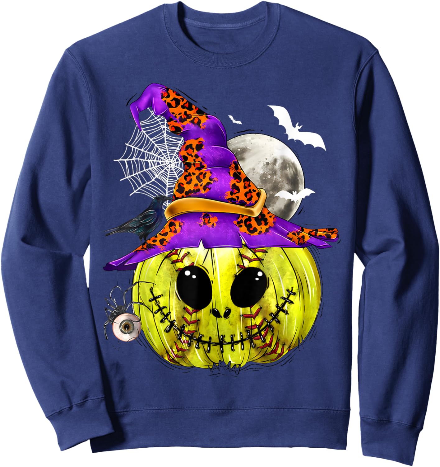Softball Pumpkin Witches Softball Player Halloween Costume Sweatshirt - Sweatshirt | Navy