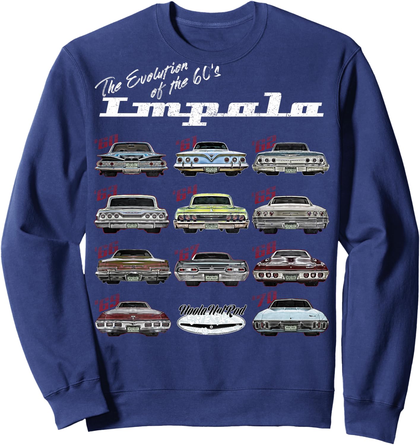 Evolution of the 60s Impala 1960 Hot Rod Muscle Car mashup Sweatshirt - Sweatshirt | Navy