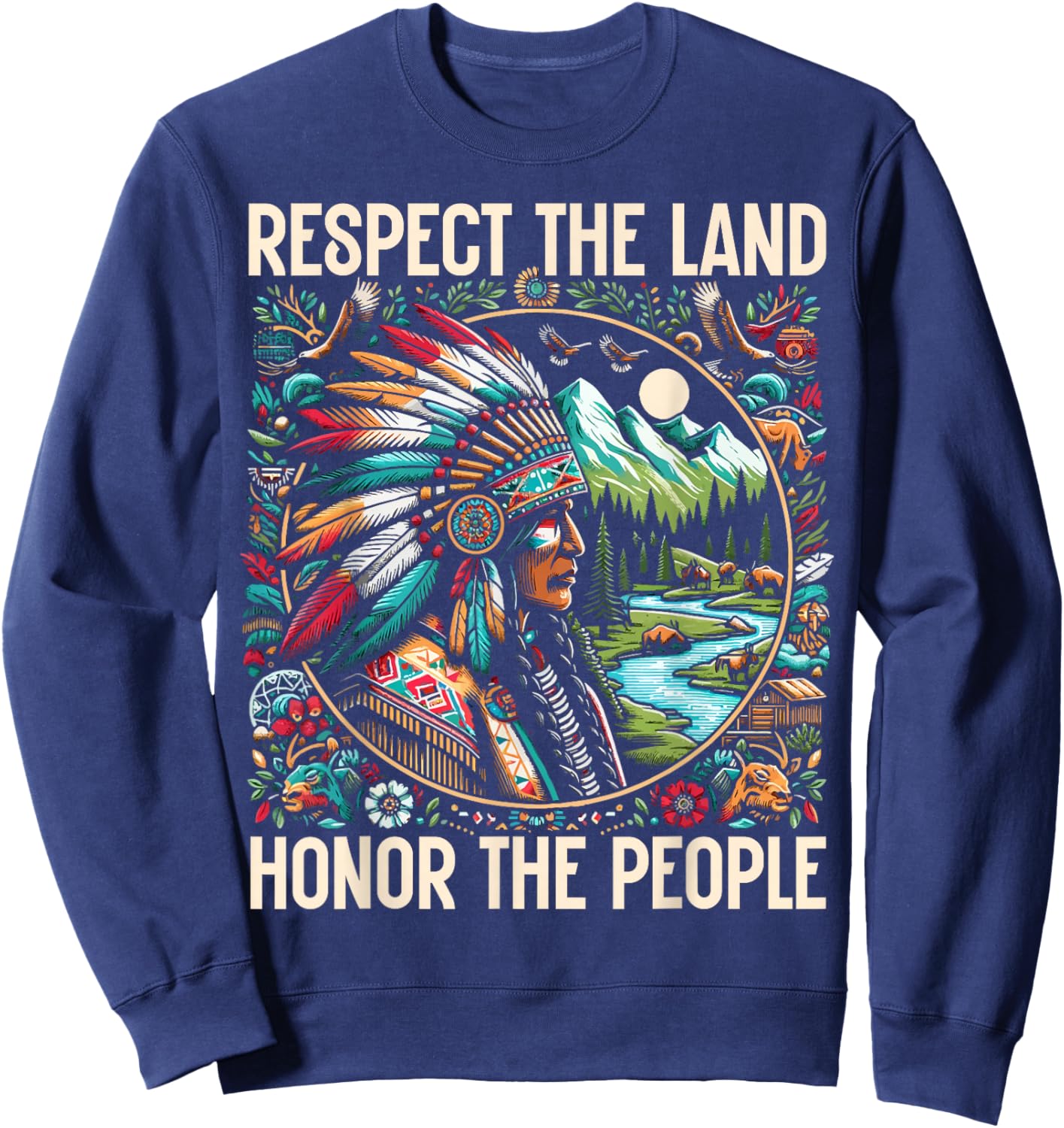 Native American Indian Cherokee Apache Tribe Indigenous Sweatshirt - Sweatshirt | Navy