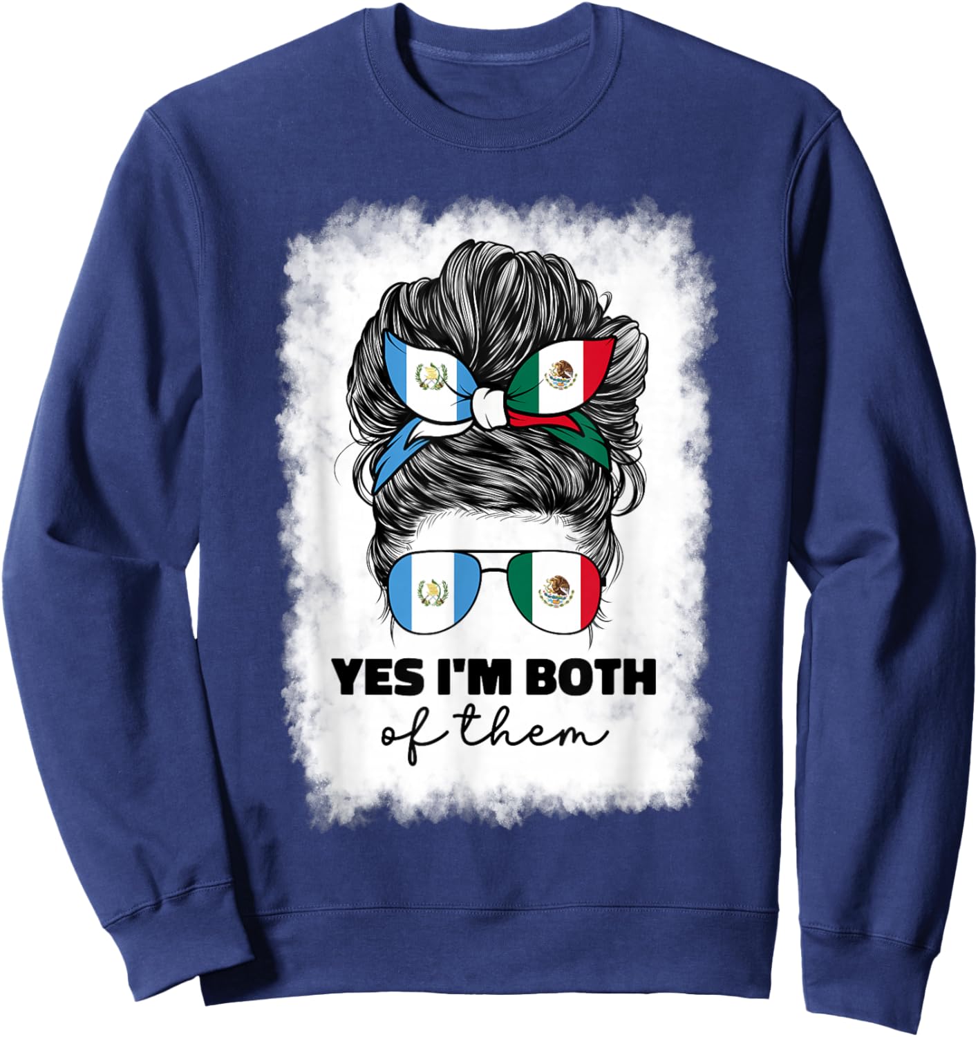 Half Mexican And Guatemalan Mexico Guatemala Flag Girl Women Sweatshirt - Sweatshirt | Navy
