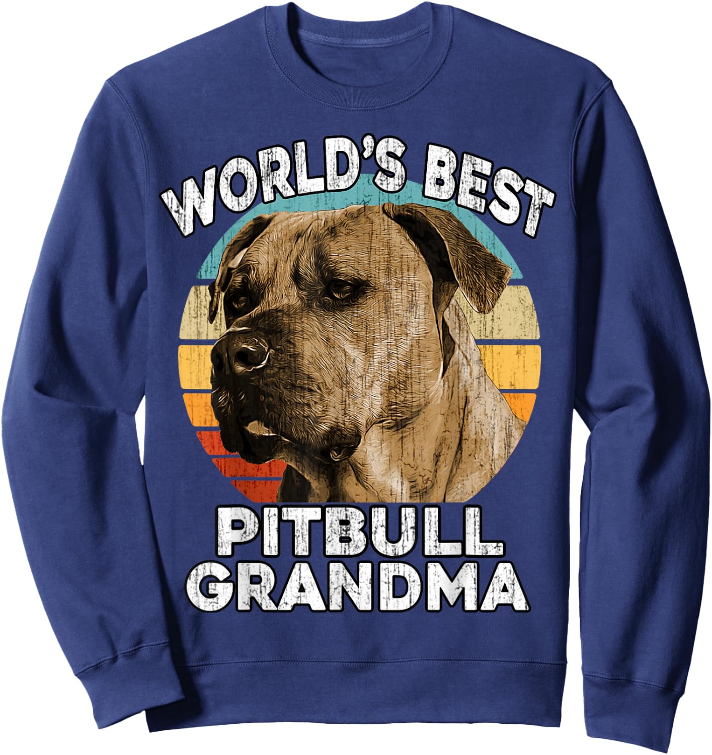 Pit bull Grandma Funny Worlds Best PitBull Grandma Vintage Sweatshirt - Sweatshirt | Navy