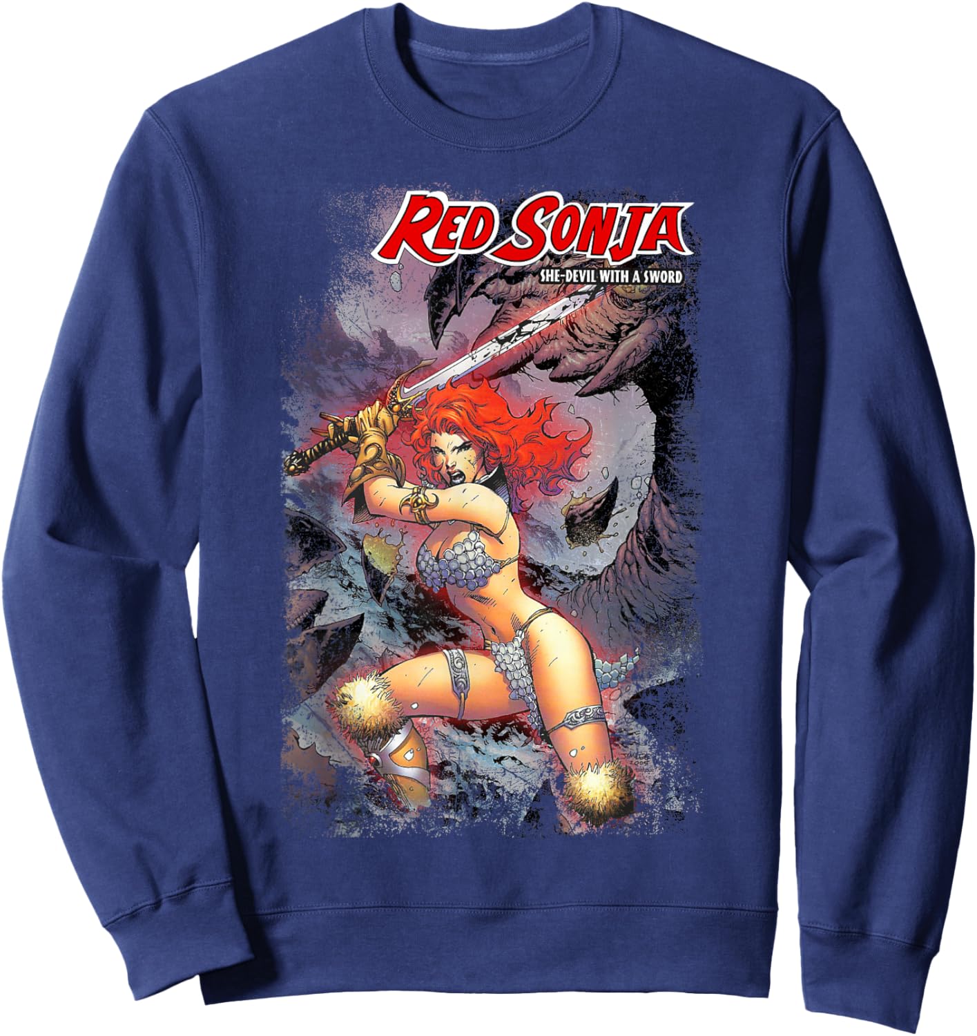 Jim Lee Comic Cover She-Devil Sword Warrior Queen Sweatshirt - Sweatshirt | Navy