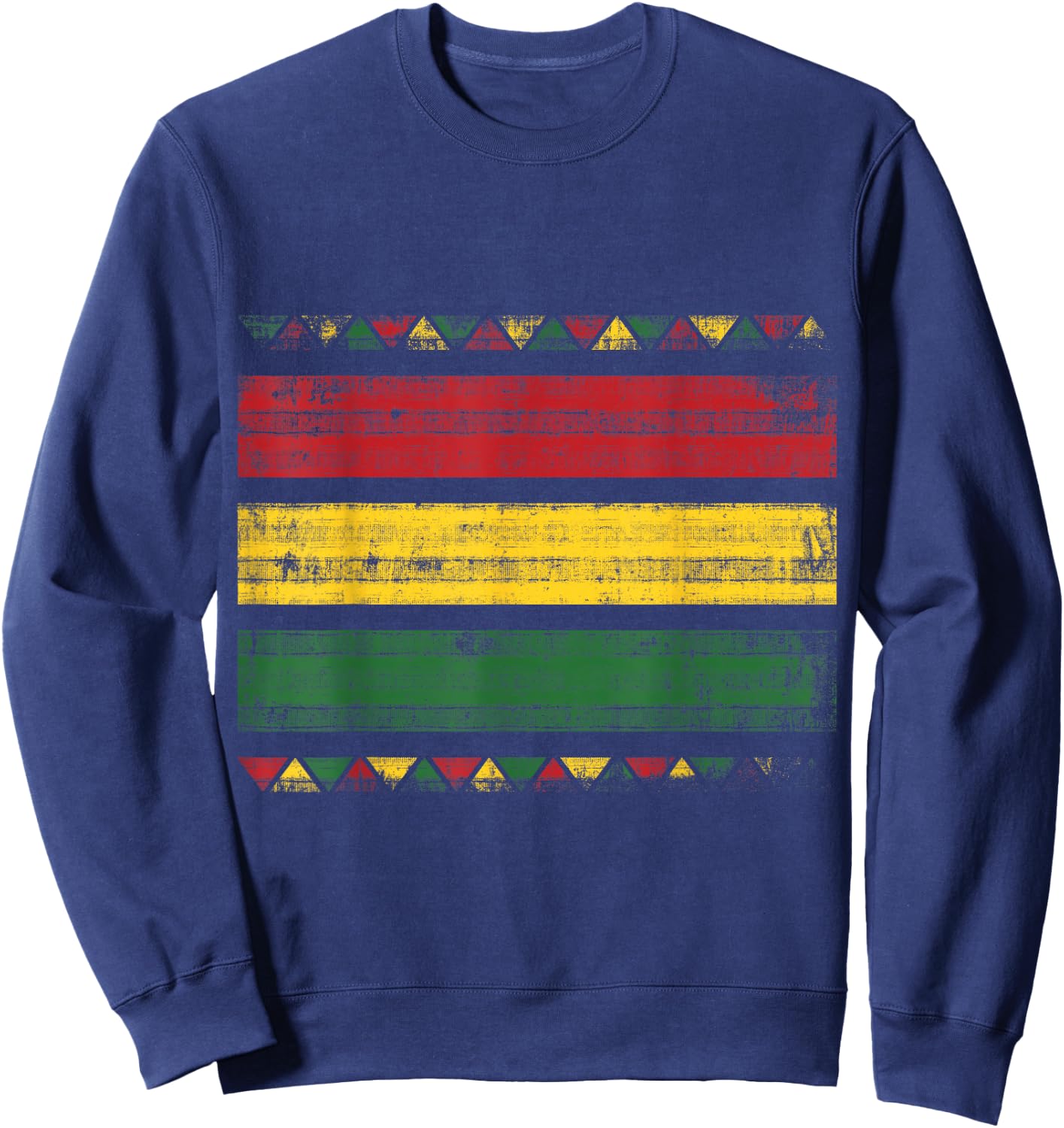 African Colors Red Green and Yellow Distressed Sweatshirt - Sweatshirt | Navy
