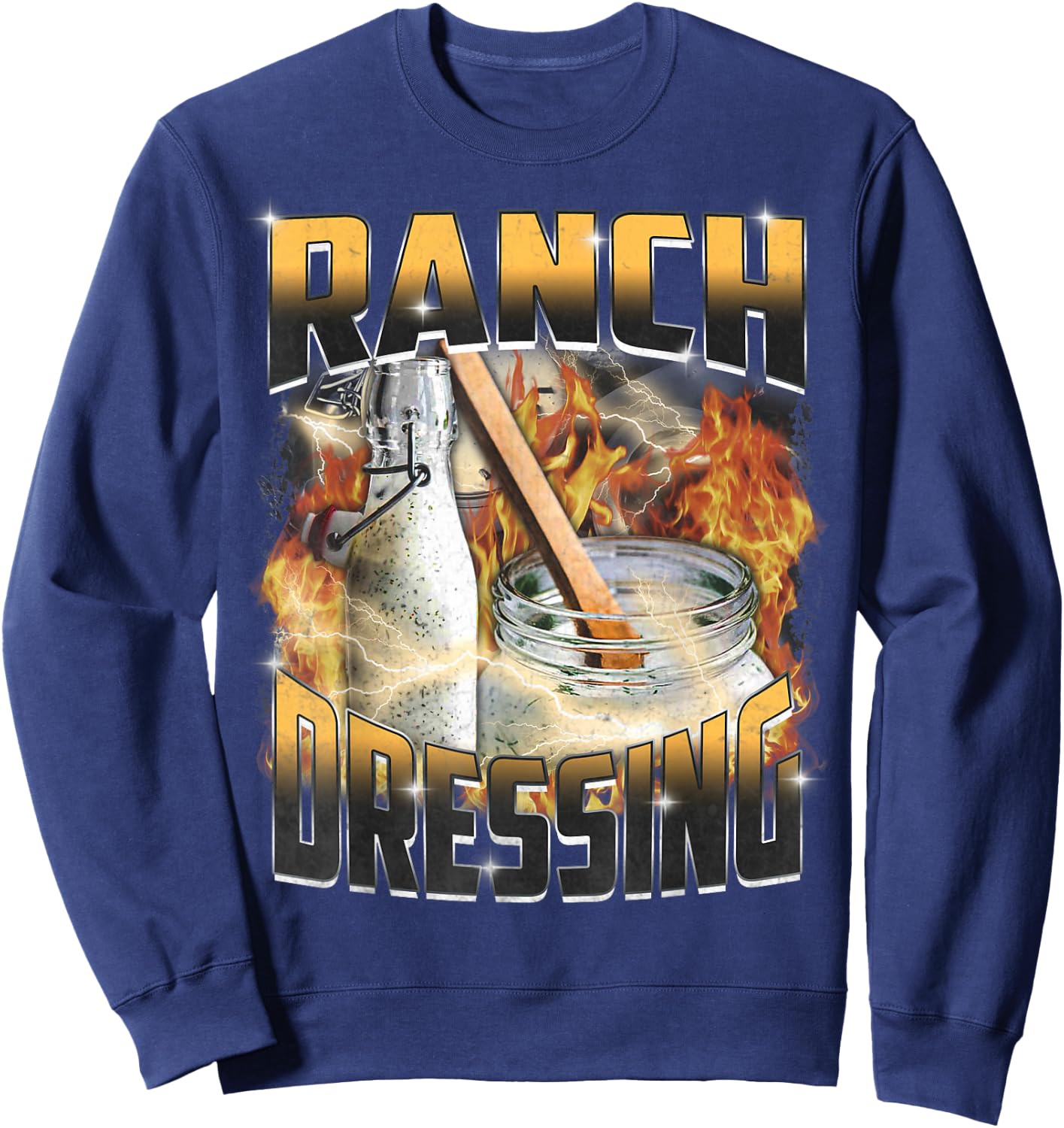 Funny Ranch Dressing Lover Bootleg Rap Aesthetic Vintage 90s Sweatshirt - Sweatshirt | Navy