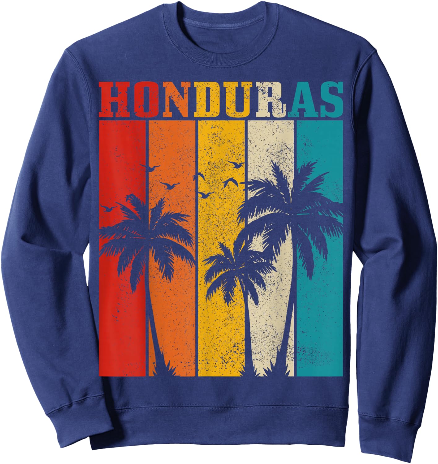 Honduras Vintage Palm Trees Surfer Souvenir Sweatshirt - Sweatshirt | Navy