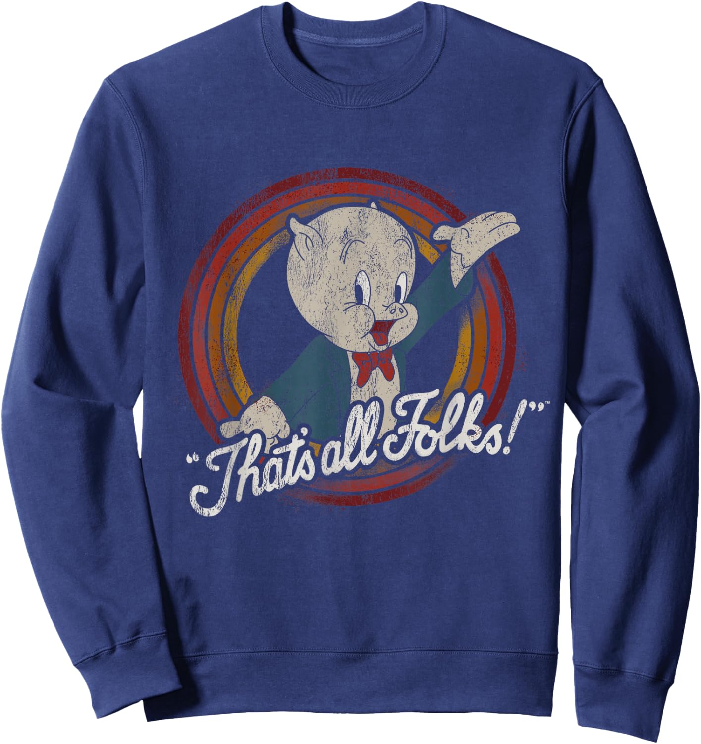 Looney Tunes Porky Pig That's All Folks Classic Sweatshirt - Sweatshirt | Navy